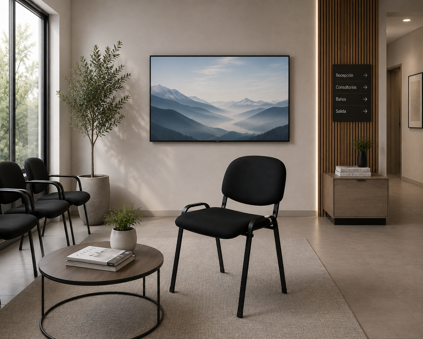 Silla de Espera  para Oficina OS-2184 Tela Negra