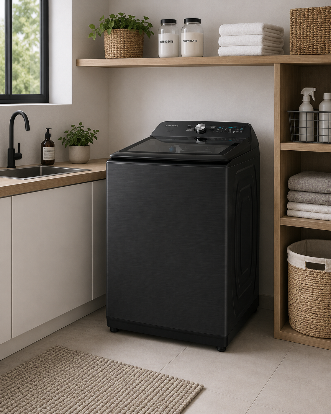 Lavadora Samsung 28 Kg Carga Superoir Inverter WA28B8375GV/AX Negro