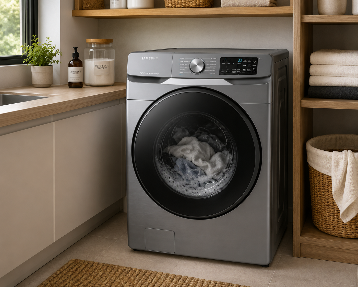 Lavadora Samsung Automática Carga Frontal 22 K  WF22R6270APCXD Plateada - imagen 1