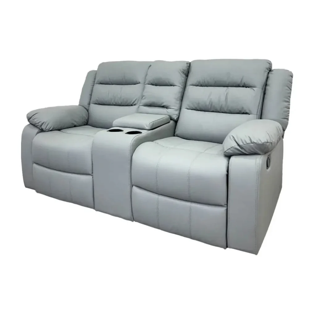 Sofá Doble Reclinable Tokoa Vinilo Antirayaduras SA-4342 Gris - imagen 2