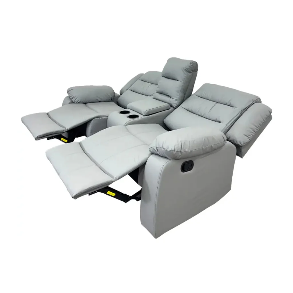 Sofá Doble Reclinable Tokoa Vinilo Antirayaduras SA-4342 Gris - imagen 3