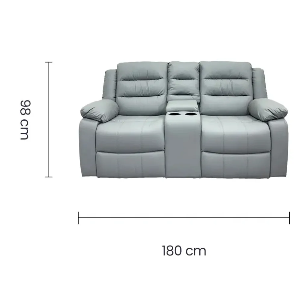 Sofá Doble Reclinable Tokoa Vinilo Antirayaduras SA-4342 Gris - imagen 4