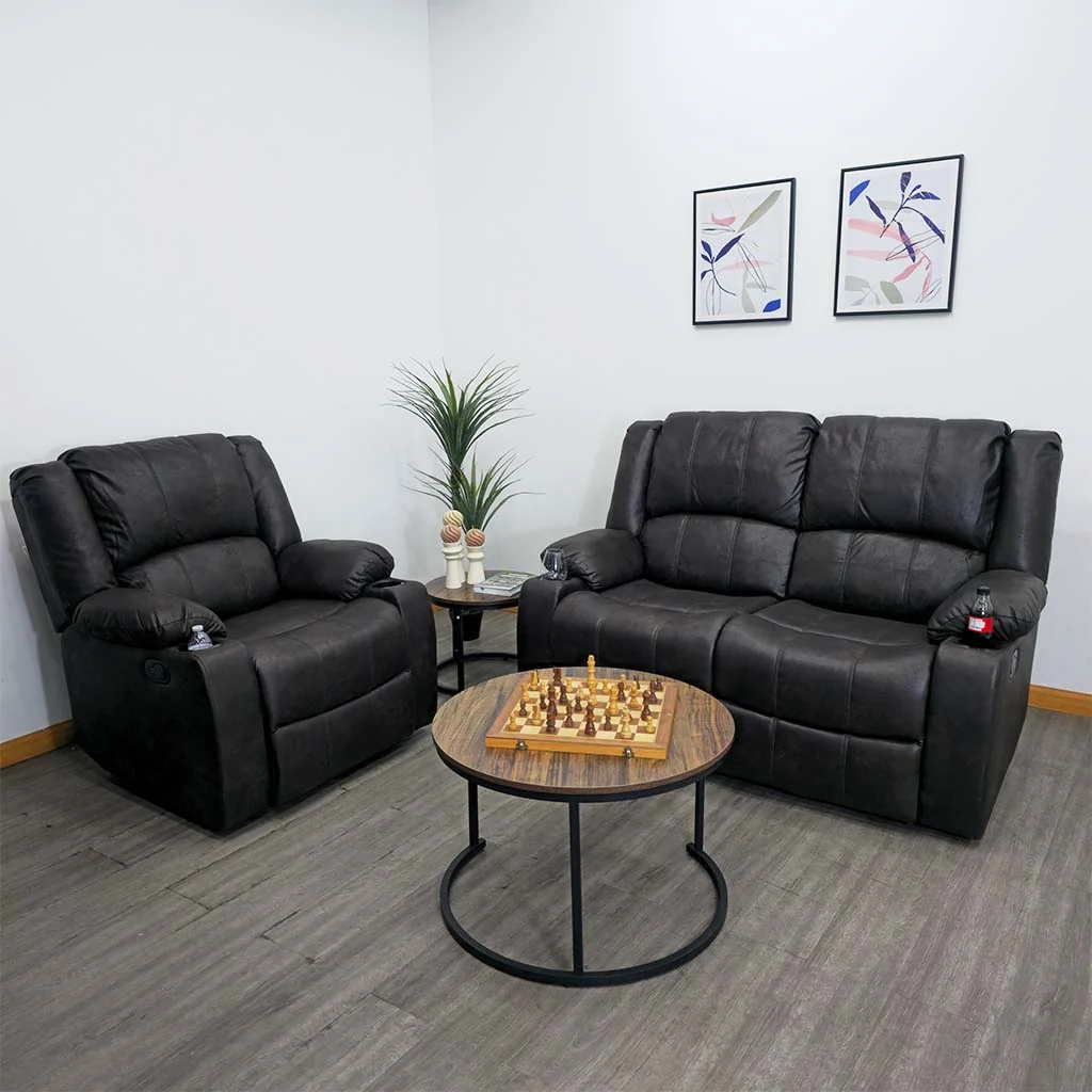 Sofá Doble Reclinable Tokoa SA-4369 Microcuero Café - imagen 4