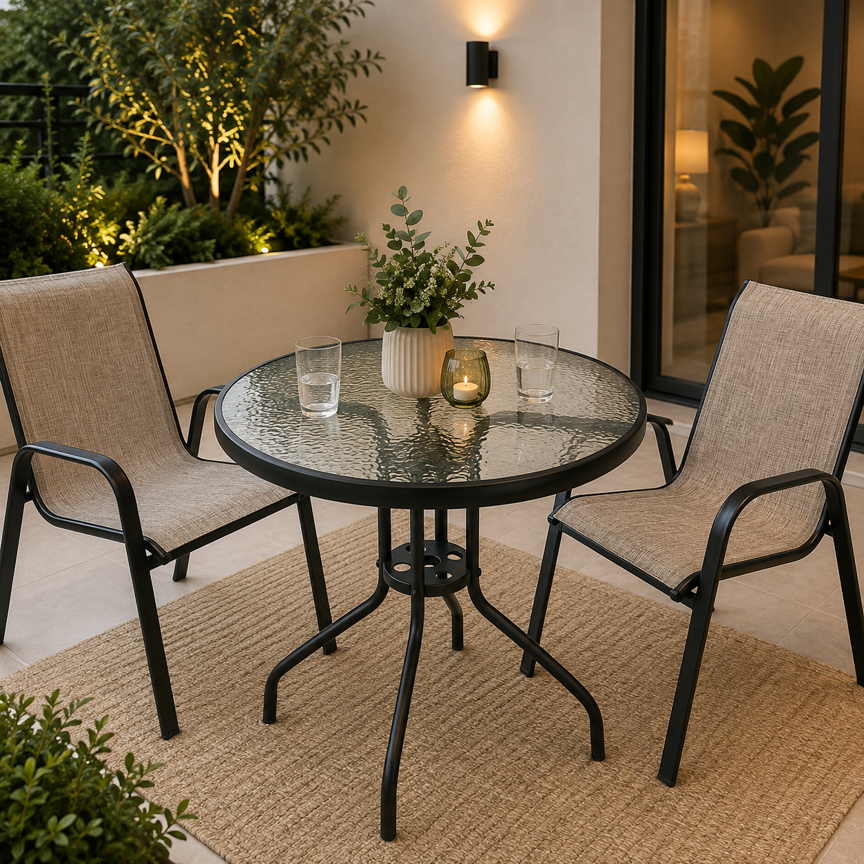 Mesa Redonda Tokoa Vidrio 80x70 cm EX-7146 Negra