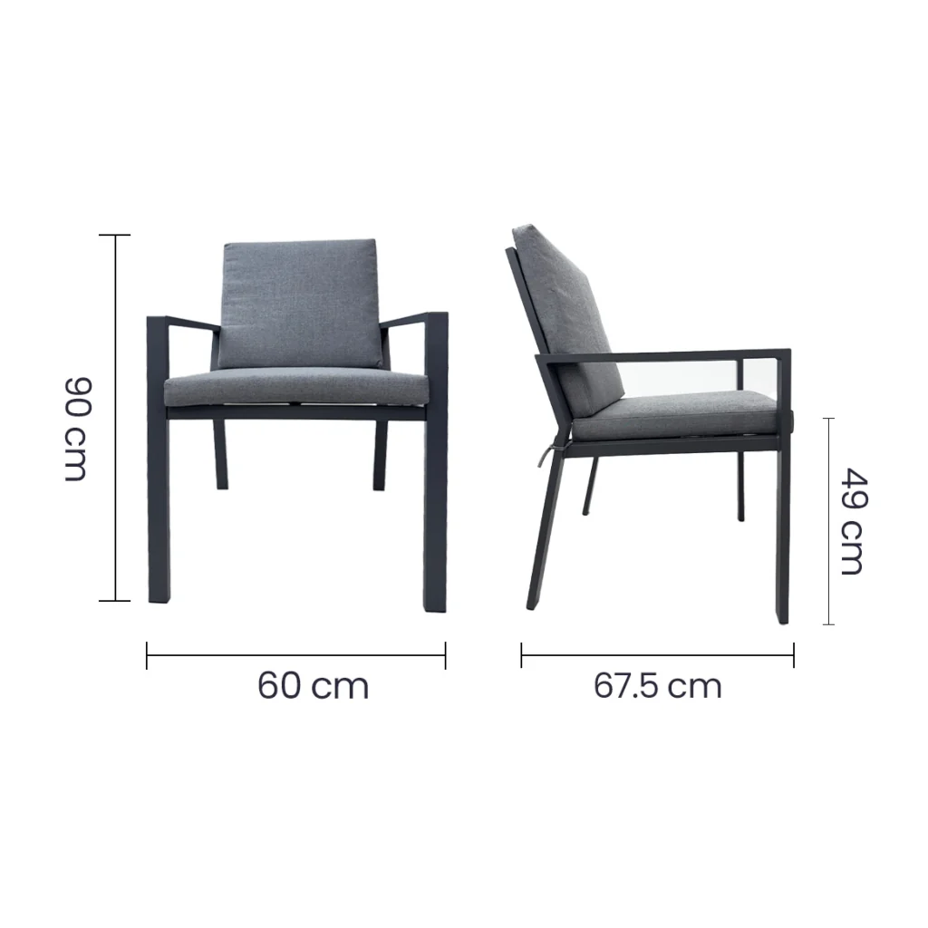 Juego de Comedor en Aluminio Tokoa 4 Sillas EX-7185 Gris - imagen 4