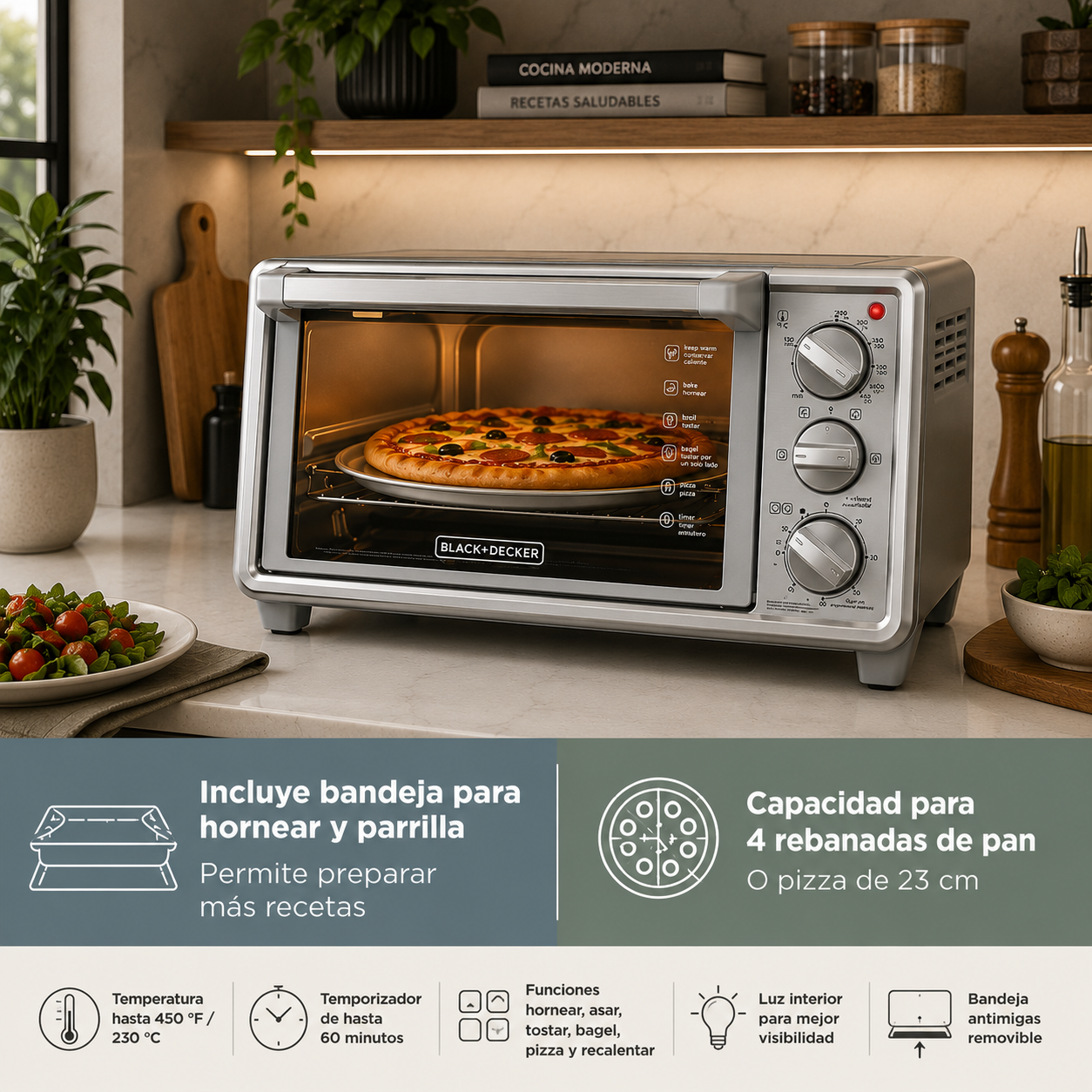 Horno Tostador Black+Decker Acero Inoxi TO4130-1SDLA - imagen 5