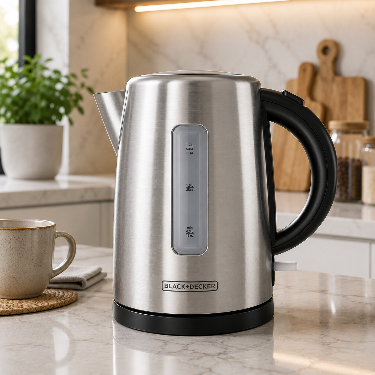 Hervidor de Agua Eléctrico Black+Decker 1.7 L Acero Inoxidable KE2000SD