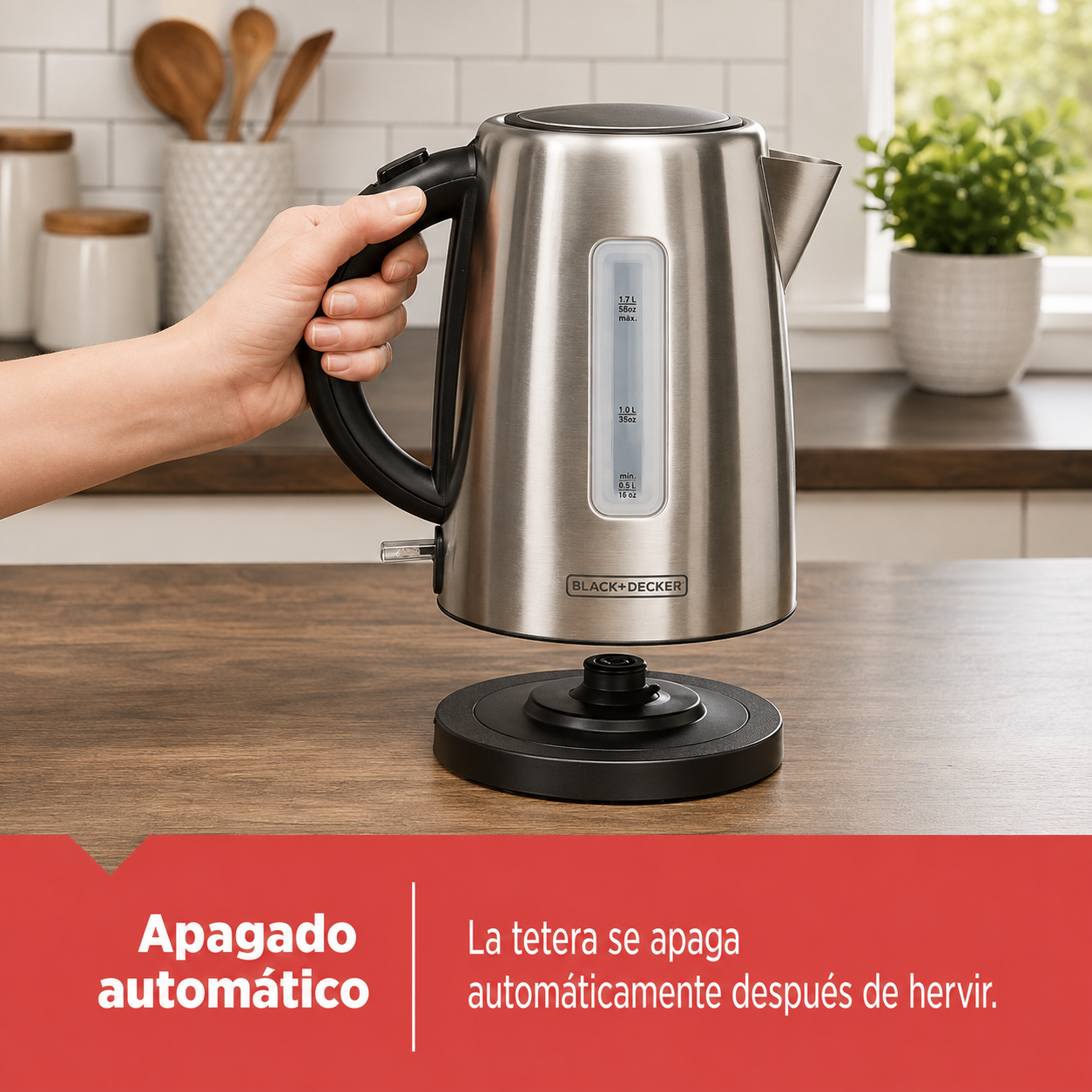 Hervidor de Agua Eléctrico Black+Decker 1.7 L Acero Inoxidable KE2000SD - imagen 8