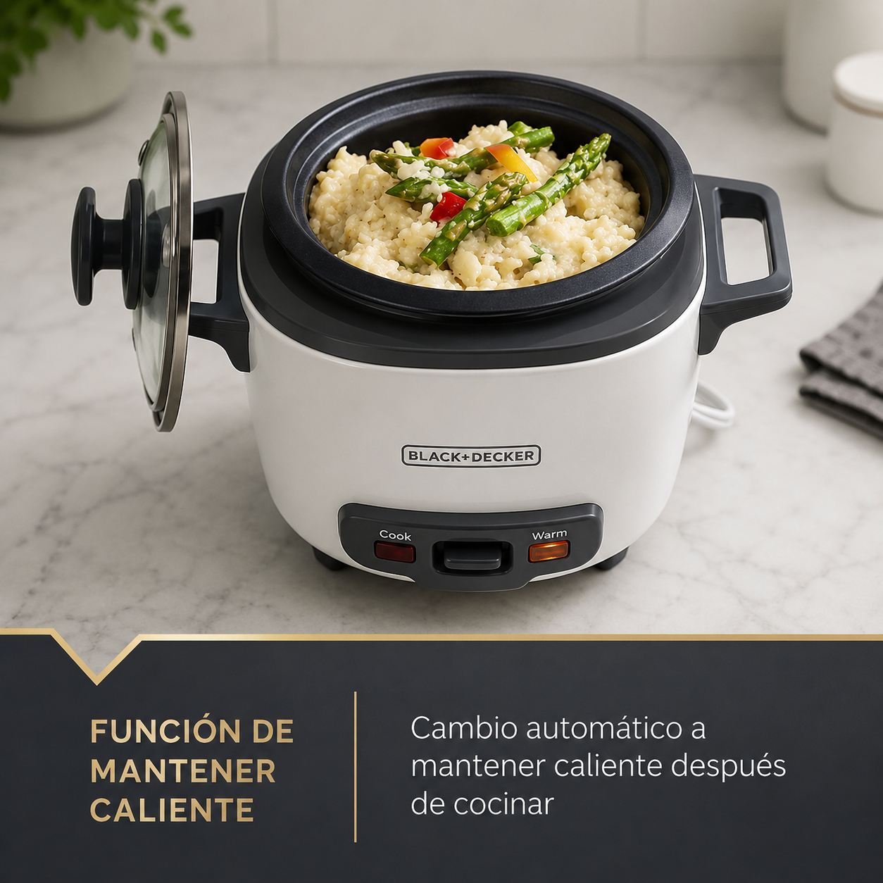 Olla Arrocera Black+Decker 3 Tazas 200W RC503 Blanca - imagen 5