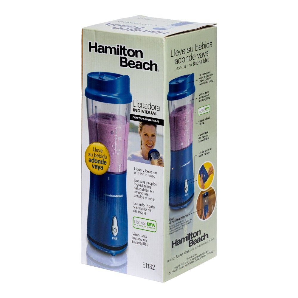 Licuadora Personal Hamilton Beach 175W 414ml 51132G Azul - imagen 6