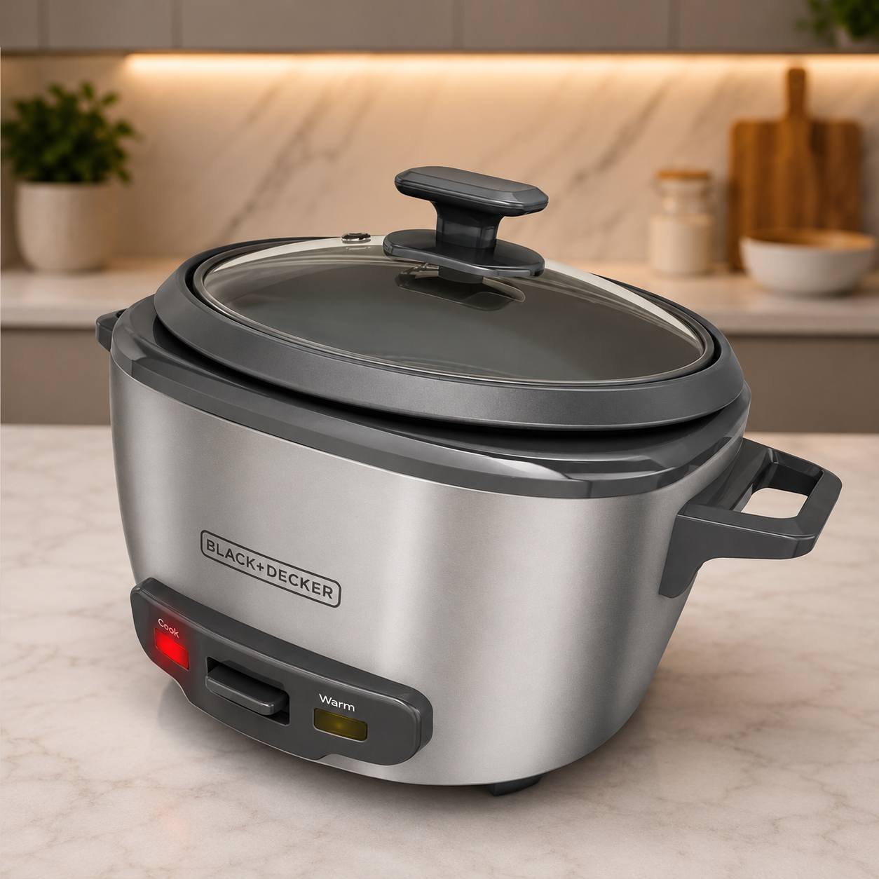 Olla Arrocera Black+Decker 10 Tazas con Vaporera RC5200M Plateada - imagen 2