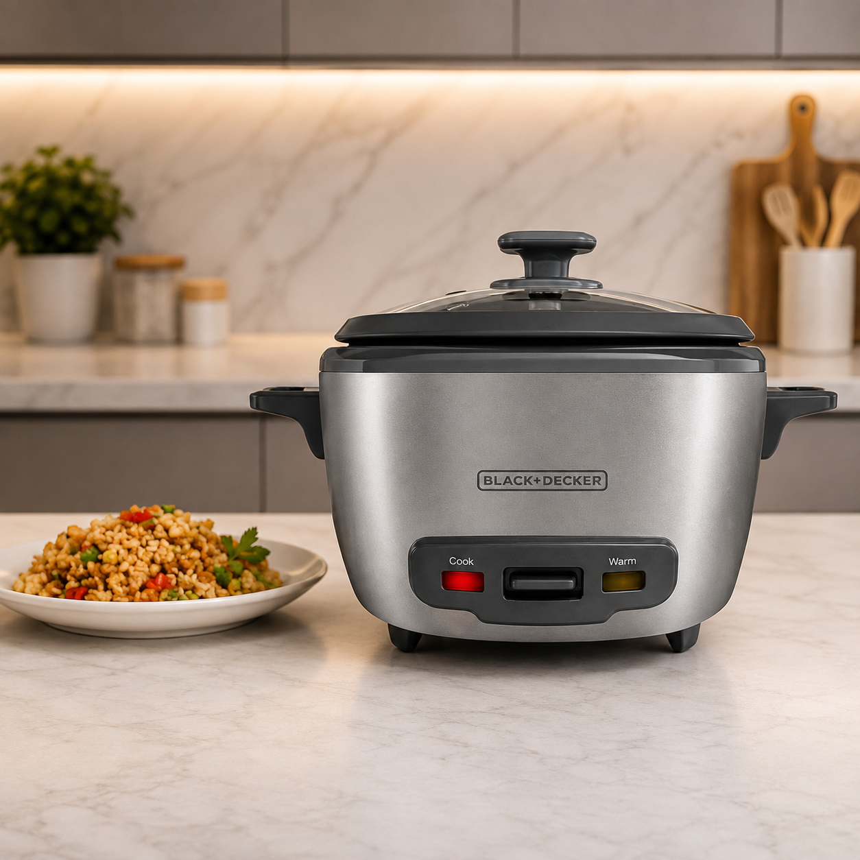 Olla Arrocera Black+Decker 10 Tazas con Vaporera RC5200M Plateada - imagen 4