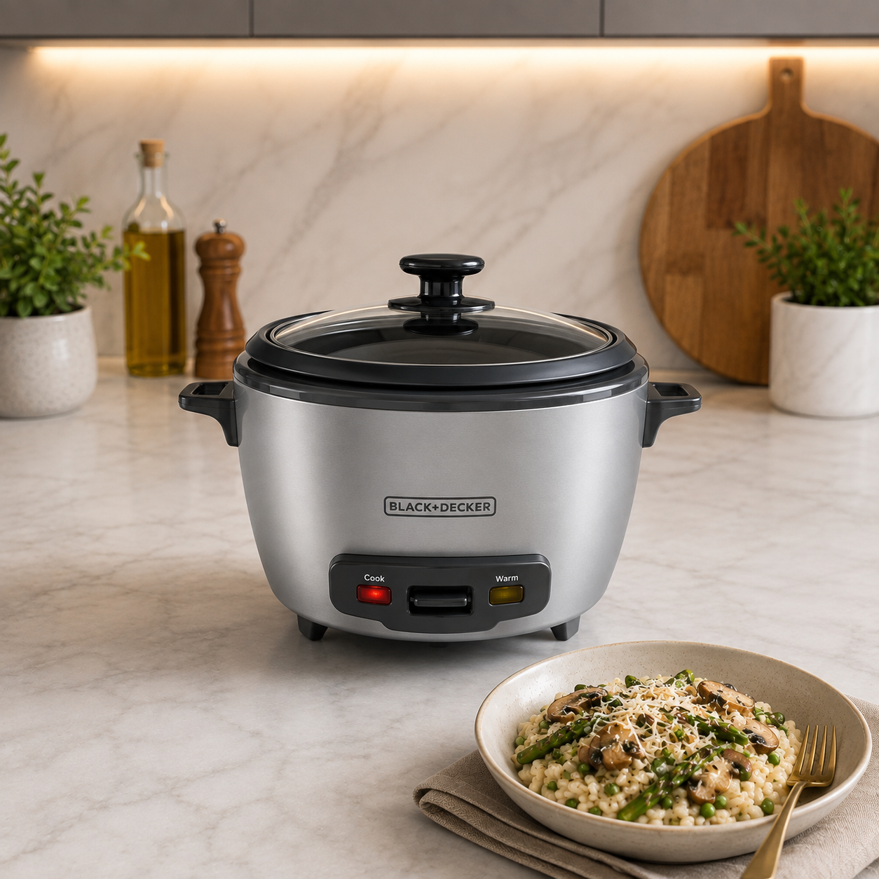 Olla Arrocera Black+Decker 10 Tazas con Vaporera RC5200M Plateada - imagen 3