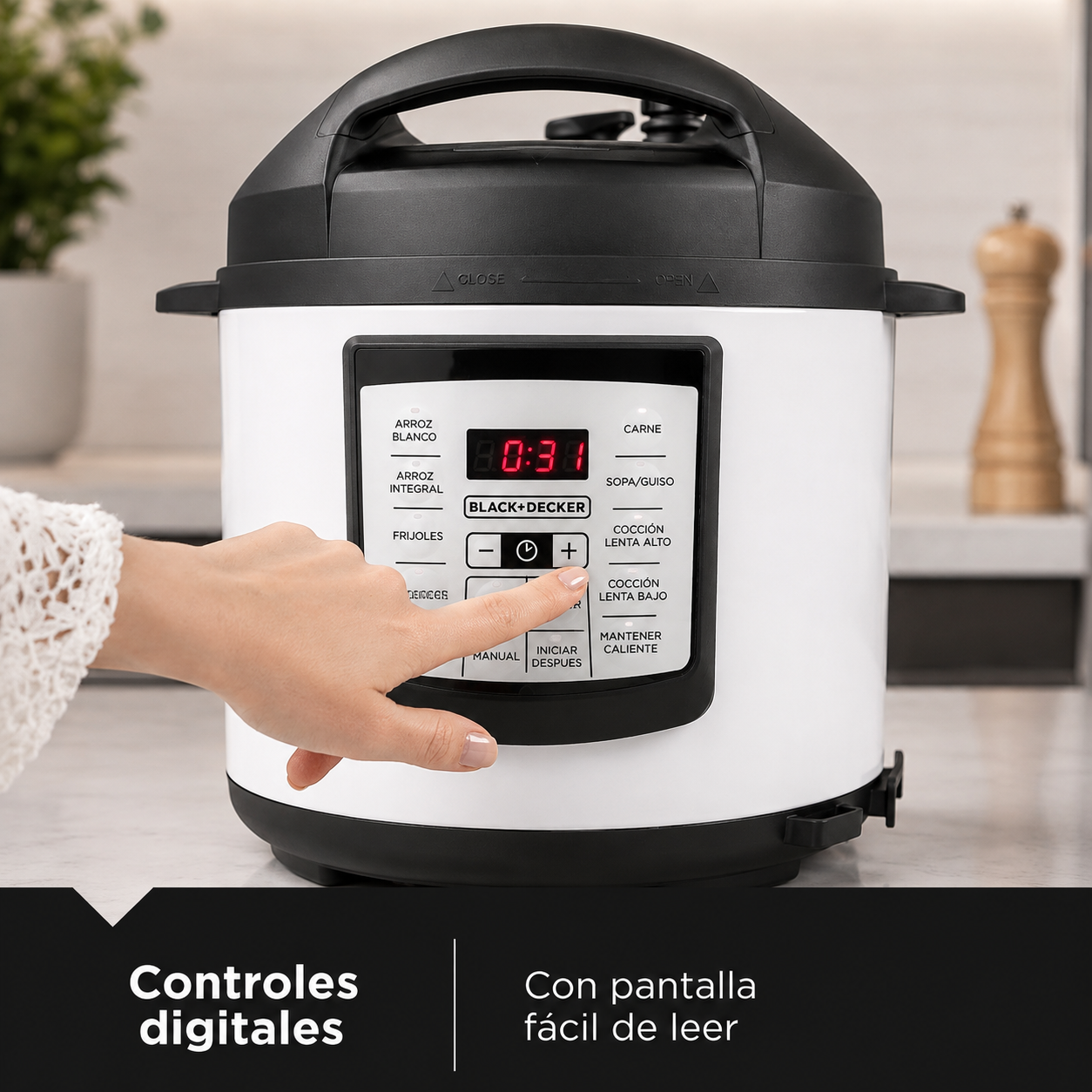 Olla de Presión Eléctrica Black+Decker Multifunción 6 Litros PR100SD - imagen 5
