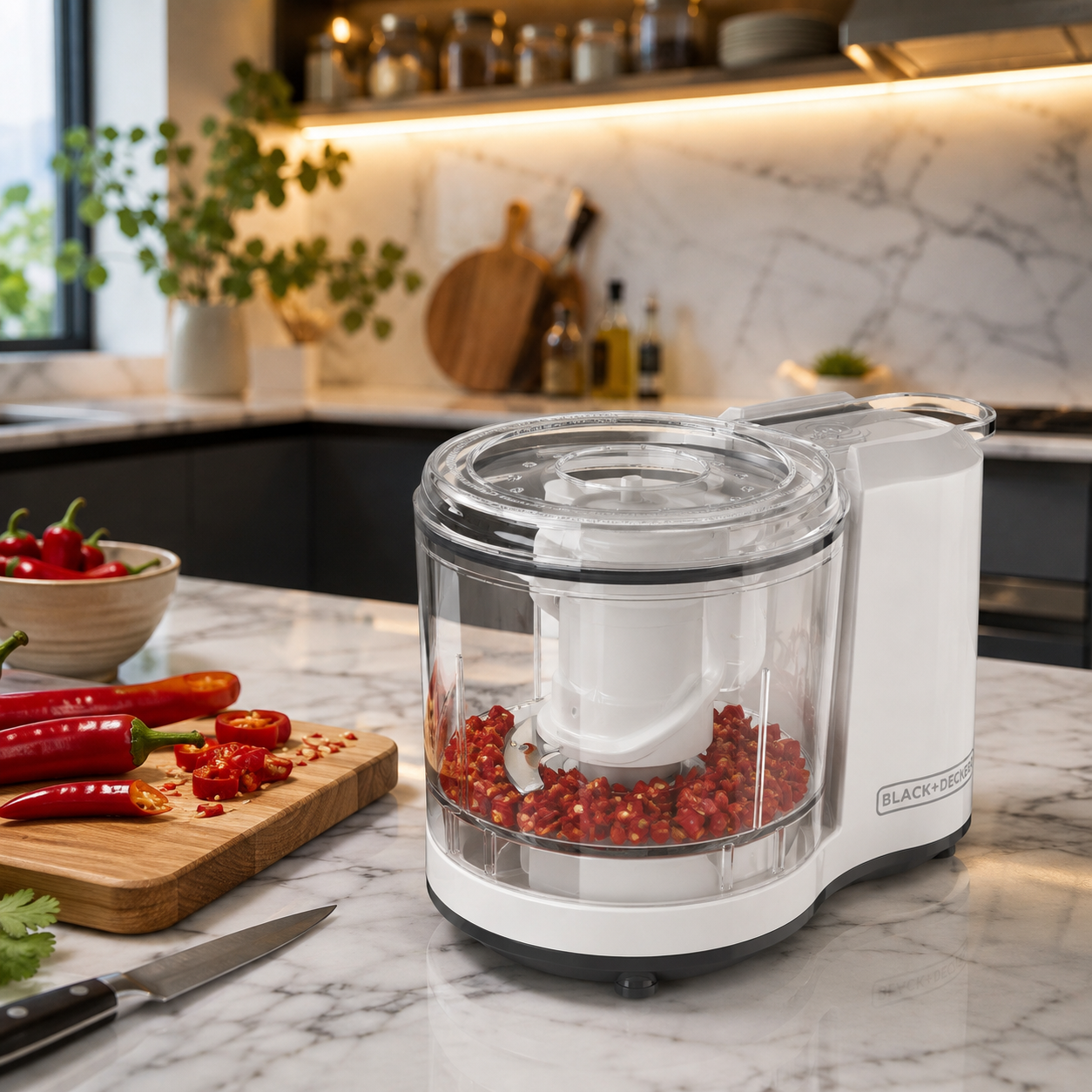 Picatodo Black+Decker 1.5 Tazas Eléctrico  HC150W Blanco