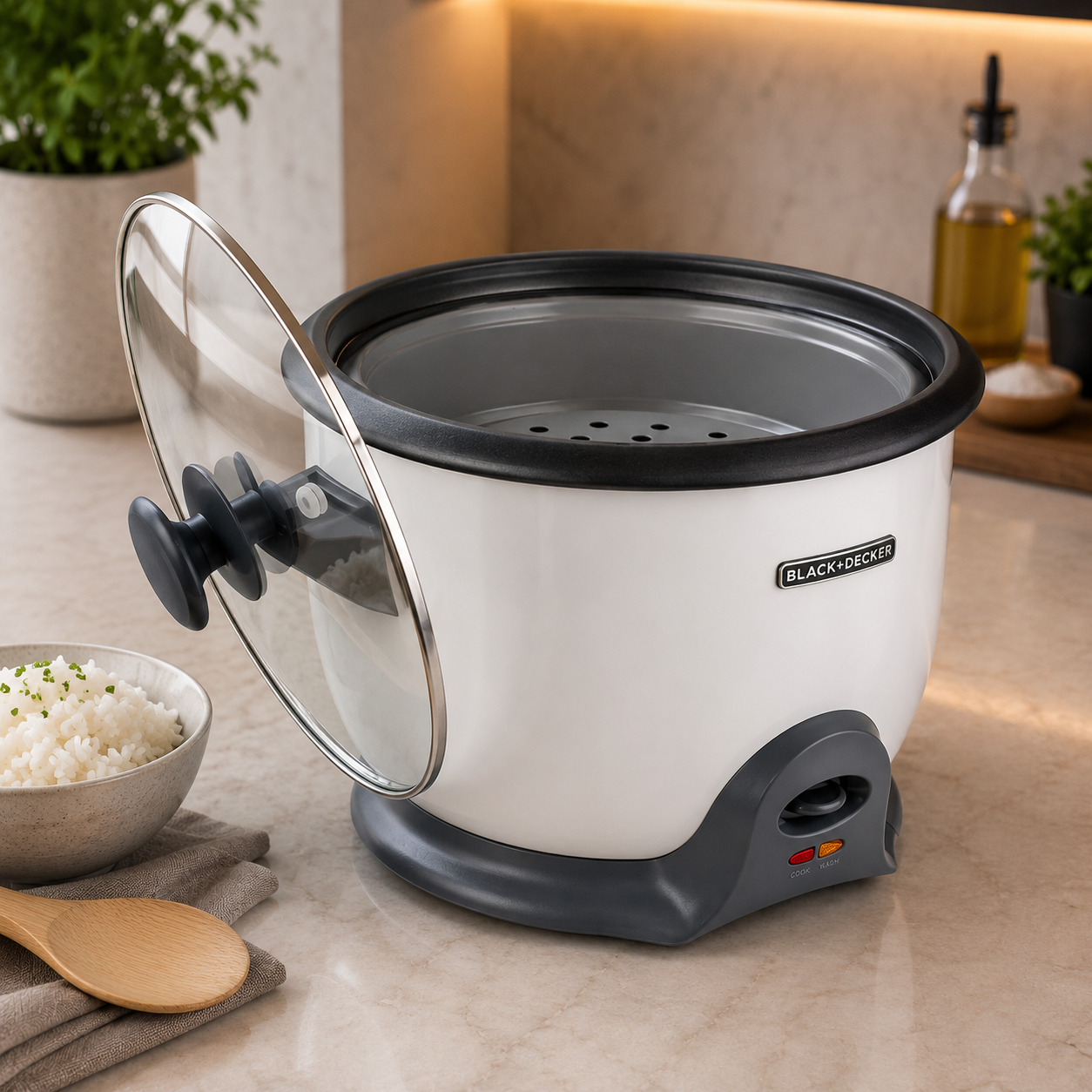 Olla Arrocera Black+Decker 10 Tazas Vaporera RC620W Blanca   - imagen 3