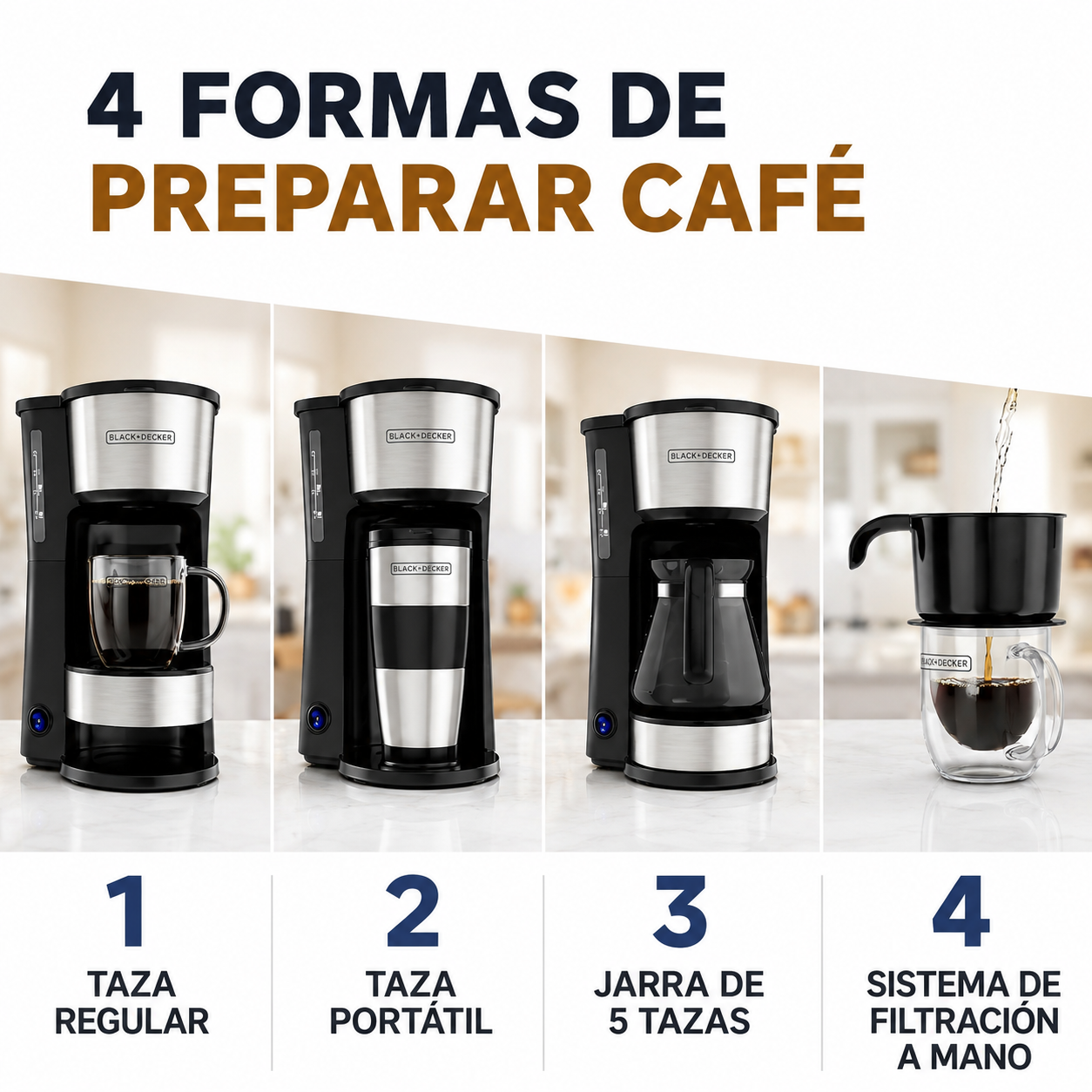 Coffee Maker 4 en 1 Black+Decker 5 Tazas CM0755S-MX - imagen 10