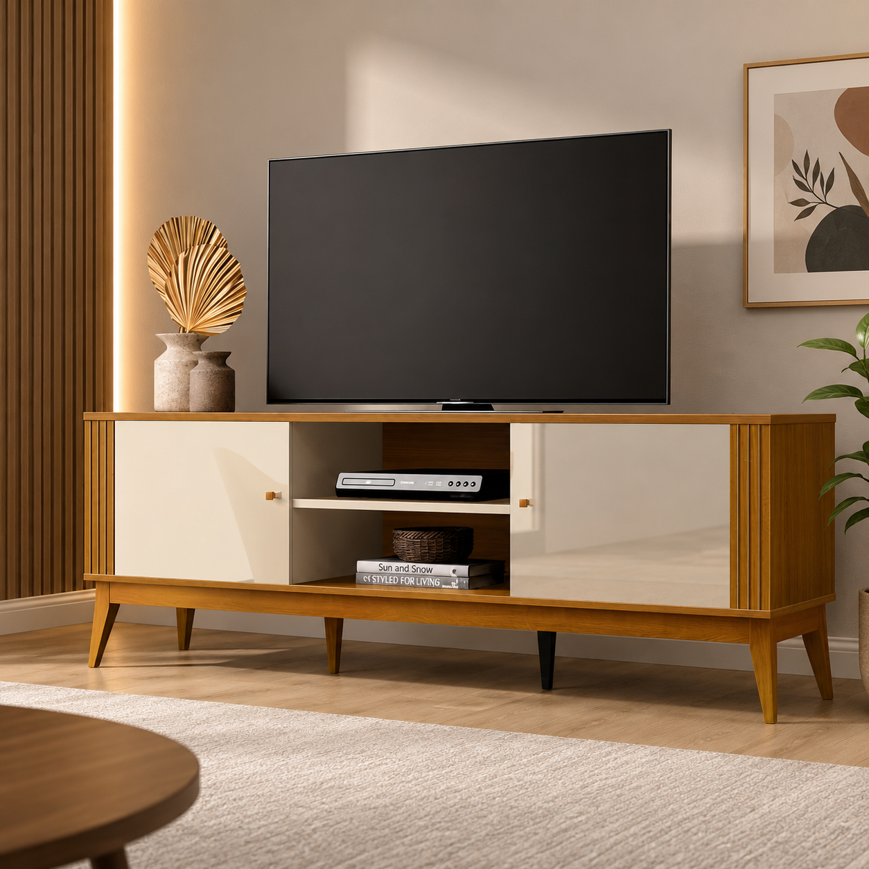 Mueble para TV 160 cm EDN Móveis 776176 Off White - imagen 1