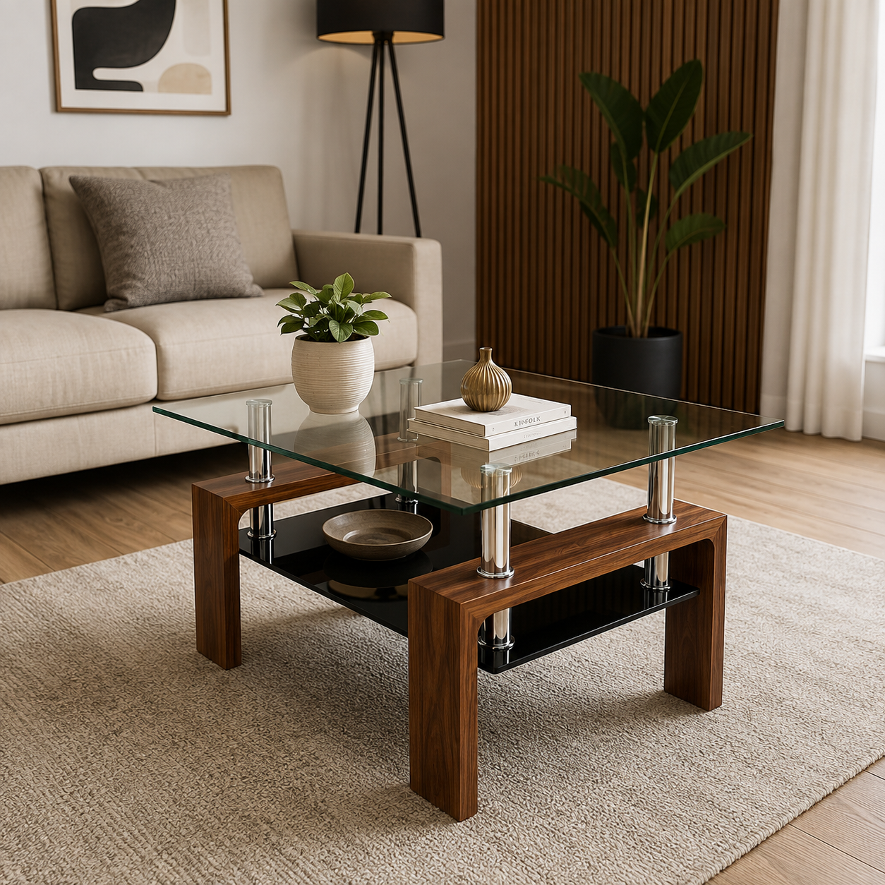 Mesa de Centro Rectangular de Vidrio Tokoa ME-7023 90x60x43 cm - imagen 1