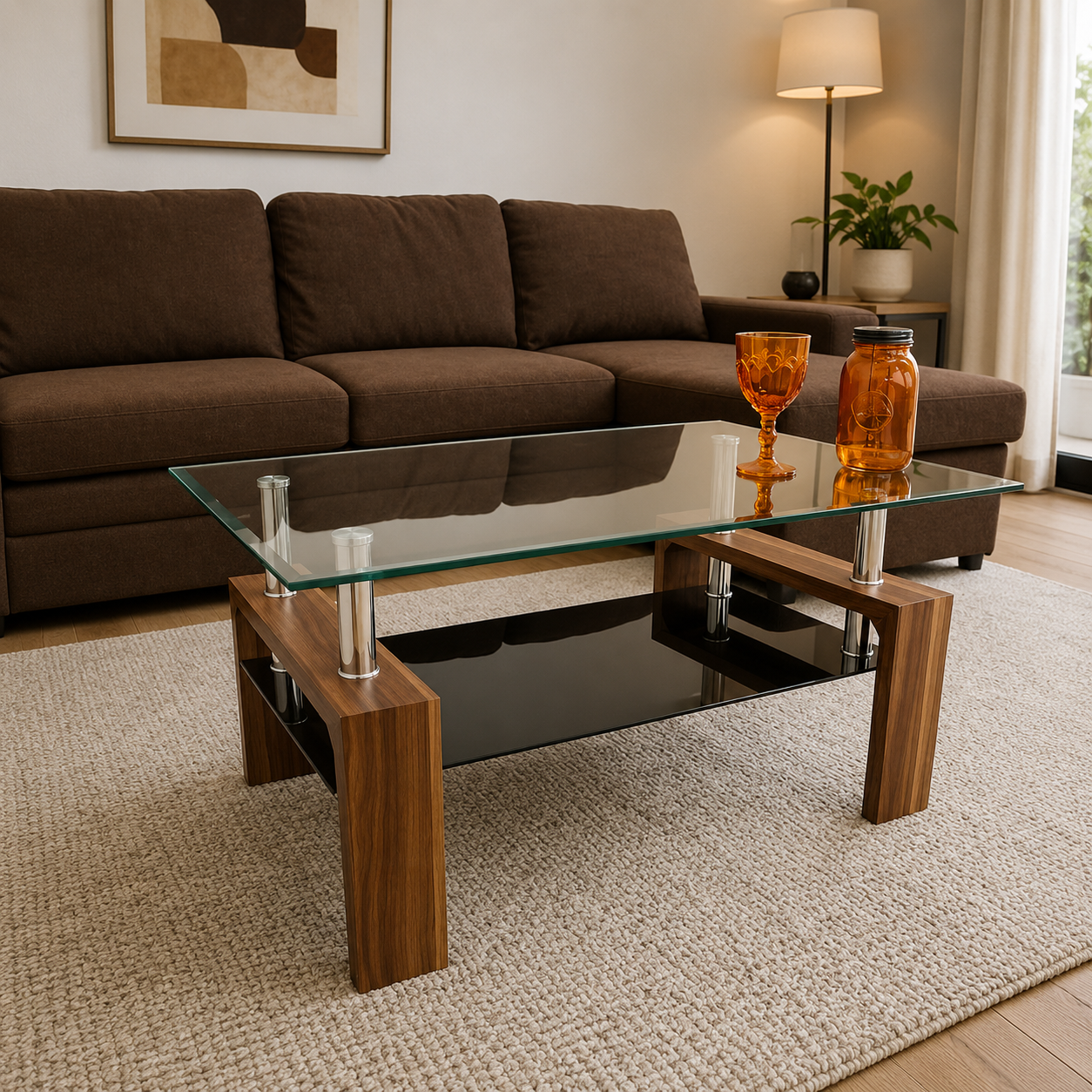 Mesa de Centro Rectangular de Vidrio Tokoa ME-7023 90x60x43 cm - imagen 5