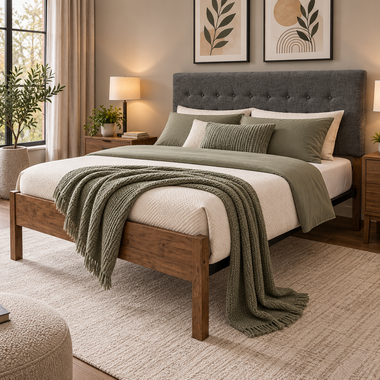 Cama Matrimonial Tokoa Respaldo de Tela CA-1707 - imagen 11