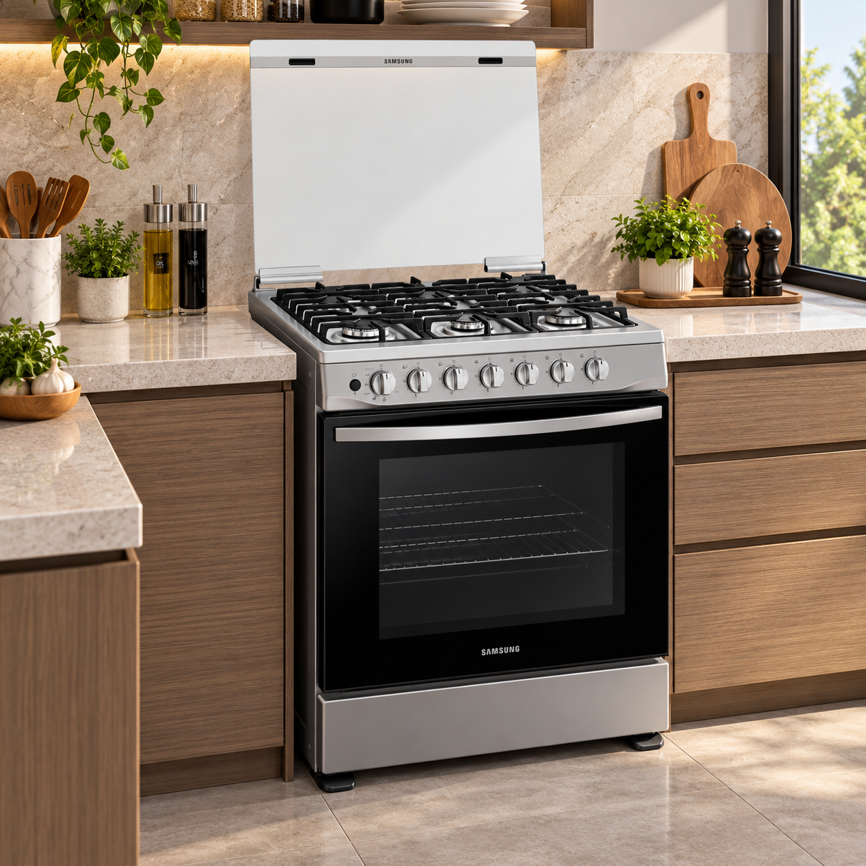 Cocina a Gas Samsung 30" 6 Quemadores NX52D3000MV/AX Plateada - imagen 1