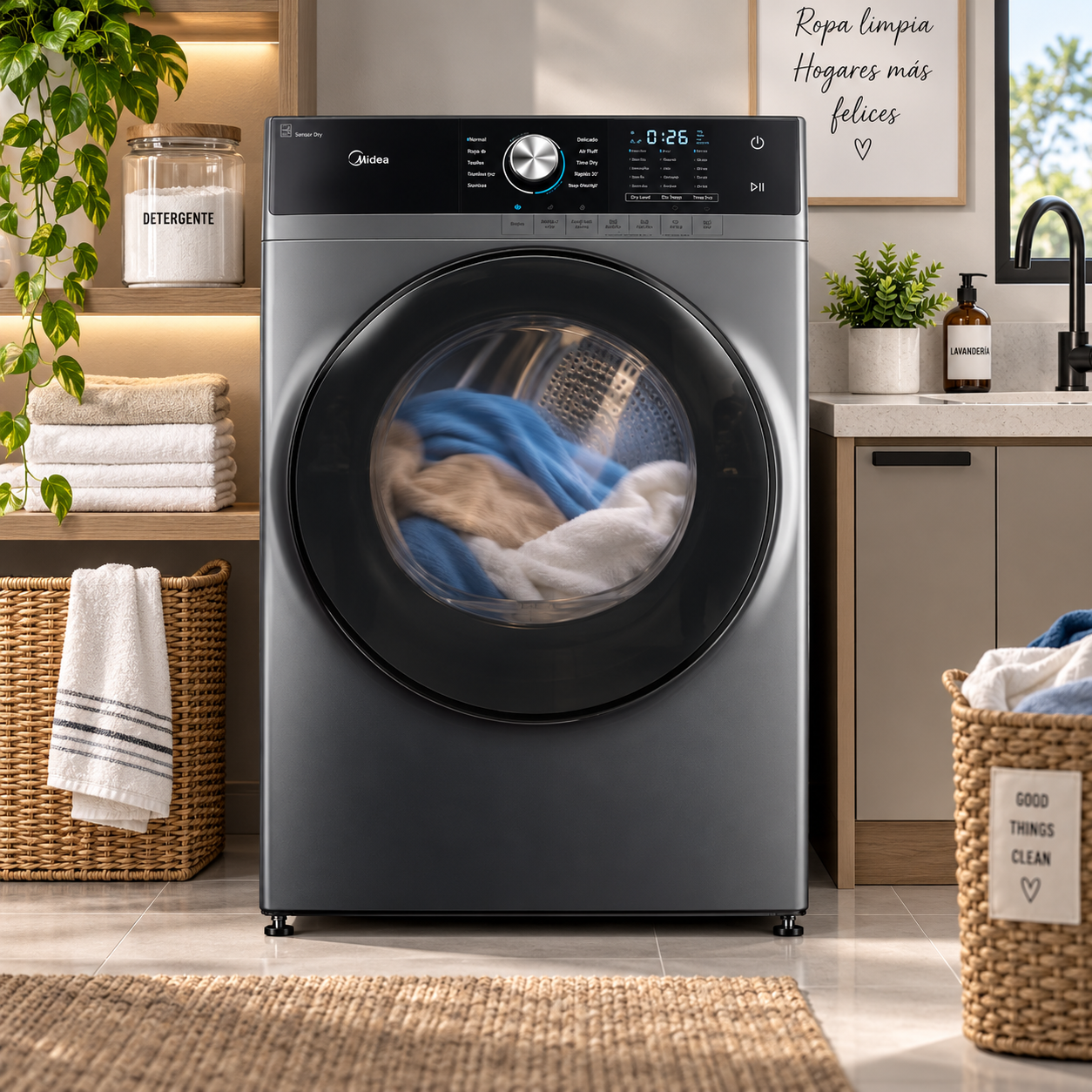 Secadora Midea Electrica Carga Frontal 21 kg MH04ED80/S-CA Plateado - imagen 4