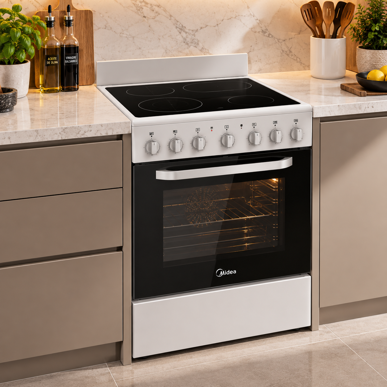 Cocina Eléctrica Vitrocerámica Midea de 24" 4 quemadores MES24FS2BADBG - imagen 1