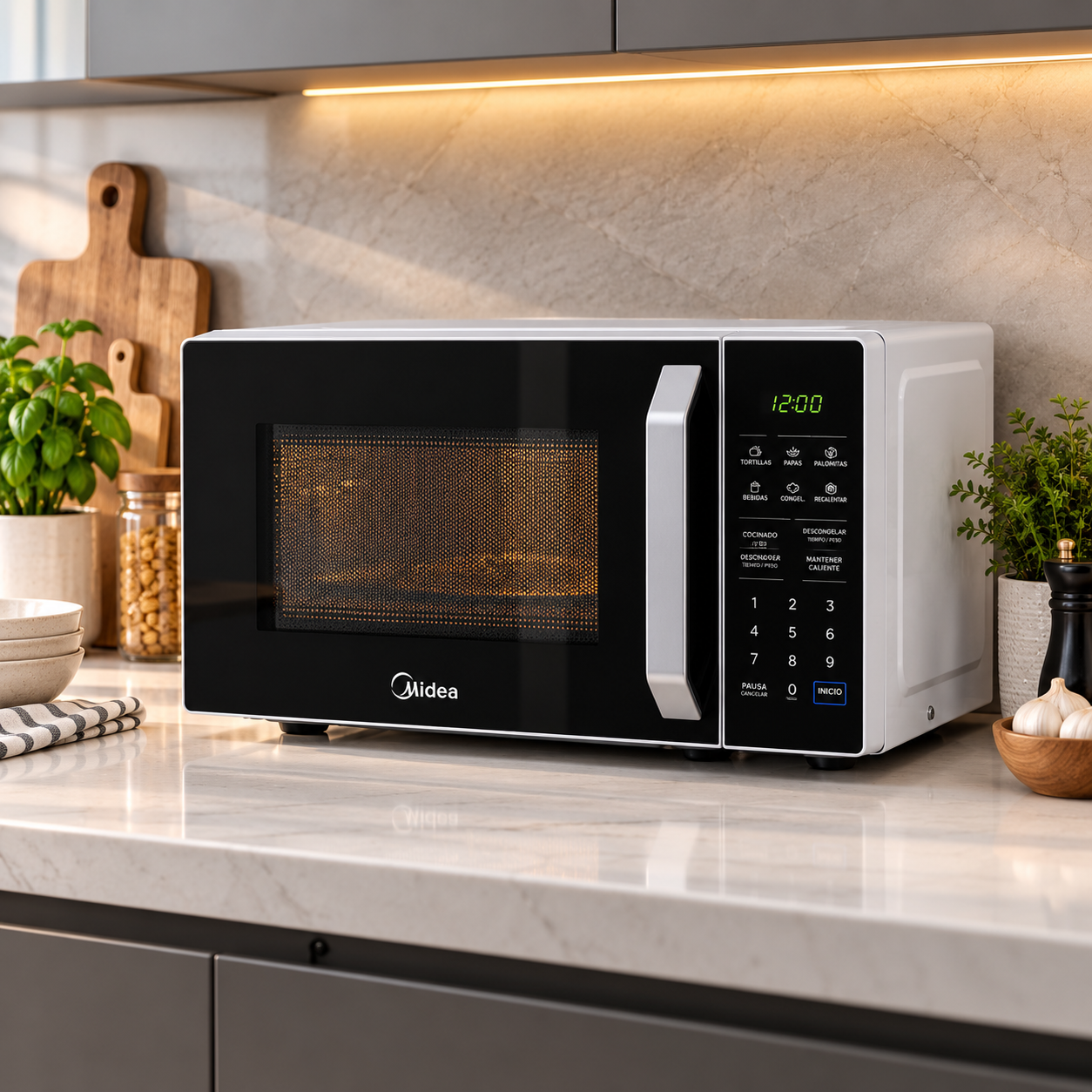 Horno Microondas Midea 1.1 Pies  MMDX11S2BW-CA Negro /Blanco - imagen 1