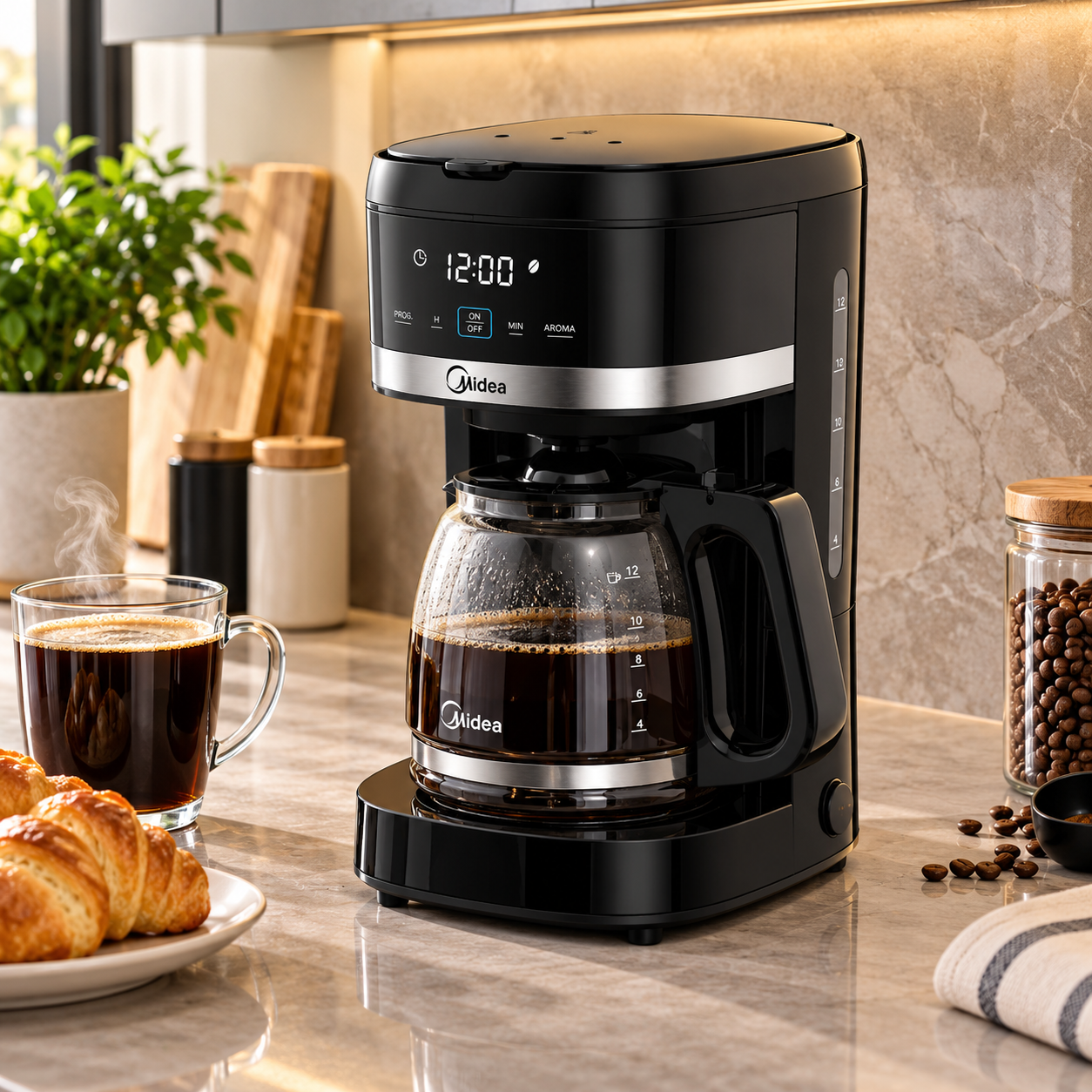 Coffee Maker Digital Midea 12 Tazas MCD12RWCK Negro - imagen 1
