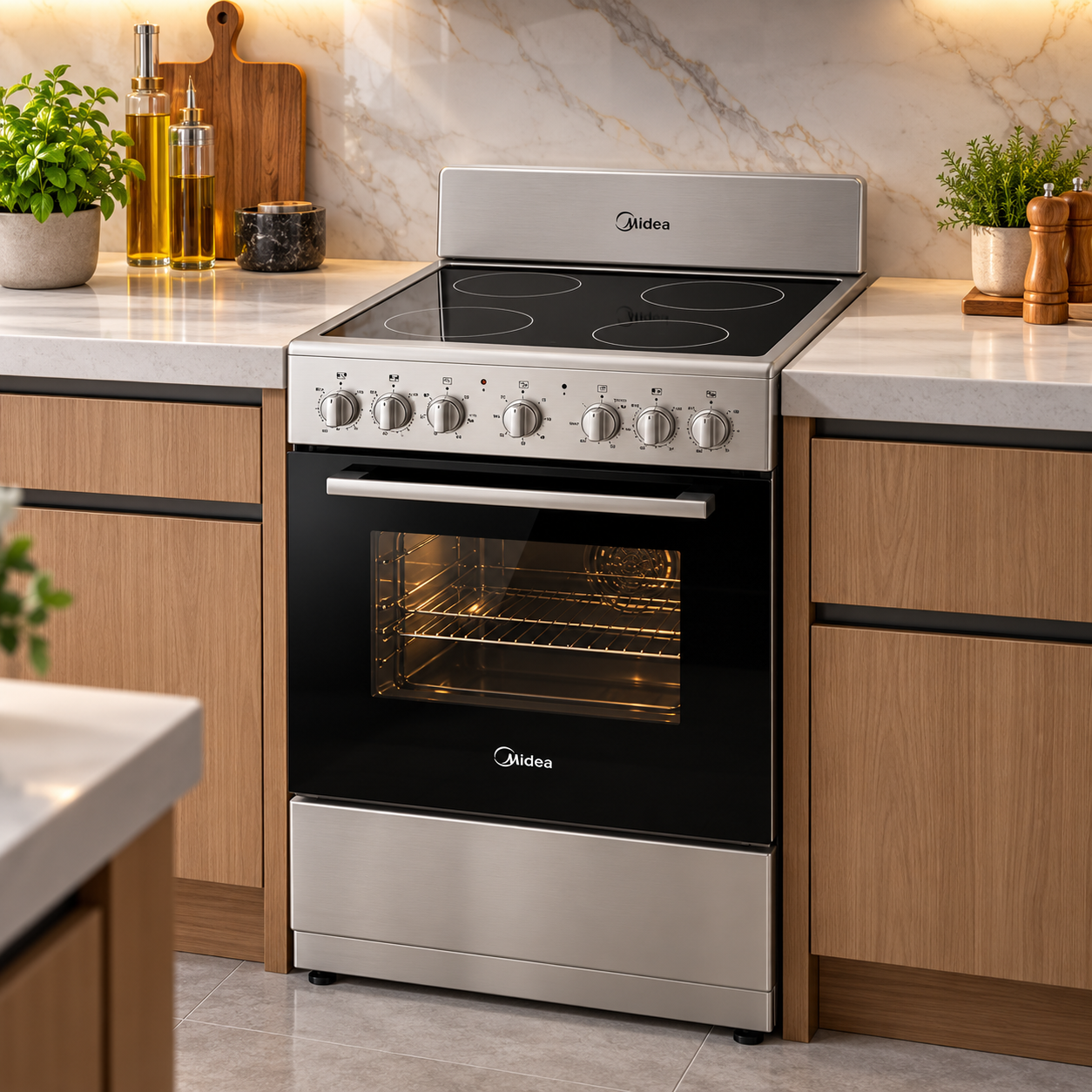Cocina Eléctrica Midea Vitrocerámica de 20" 4 Quemadores MES20FS2BADBG Negro - imagen 1