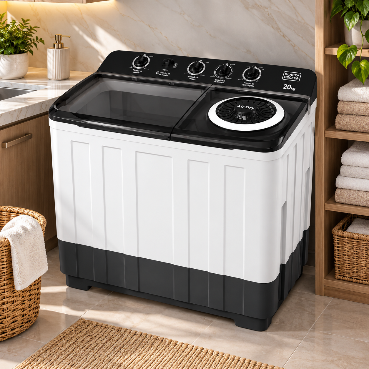 Lavadora Semiautomática Black+Decker 20 Kg Doble Tina Twin Tub BXWABH20TT - imagen 1