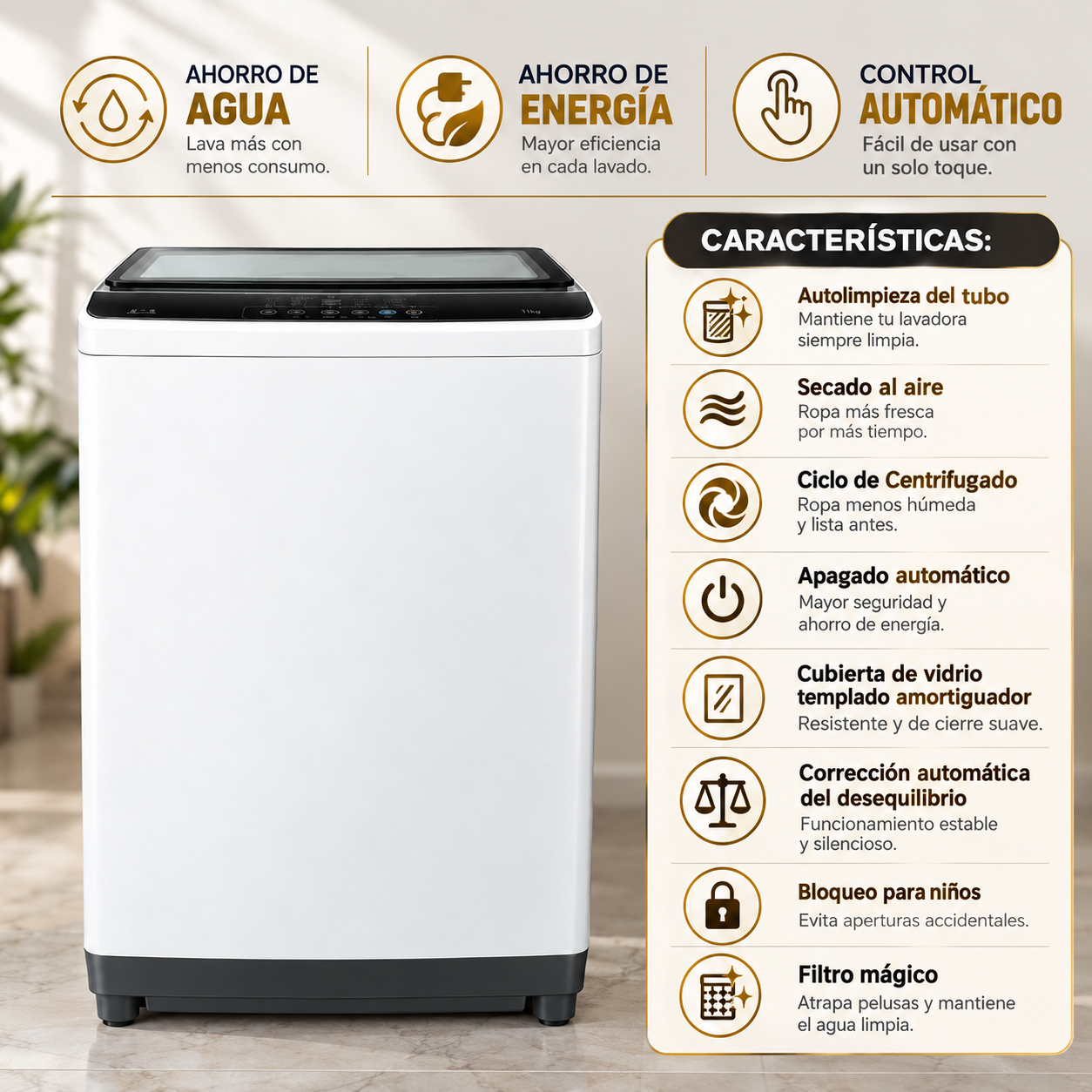 Lavadora Automática Black+Decker Carga Superior  15 Kg  BXWABH15TLW Blanco - imagen 10