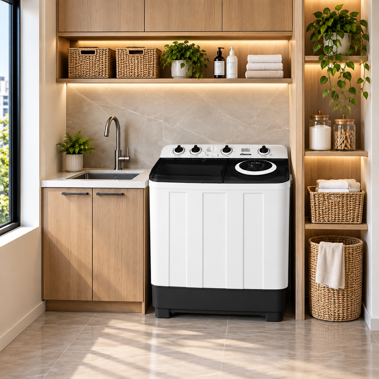 Lavadora Semiautomática Black+Decker 14 Kg Doble Tina Twin Tub BXWABH14TT  Blanco - imagen 1
