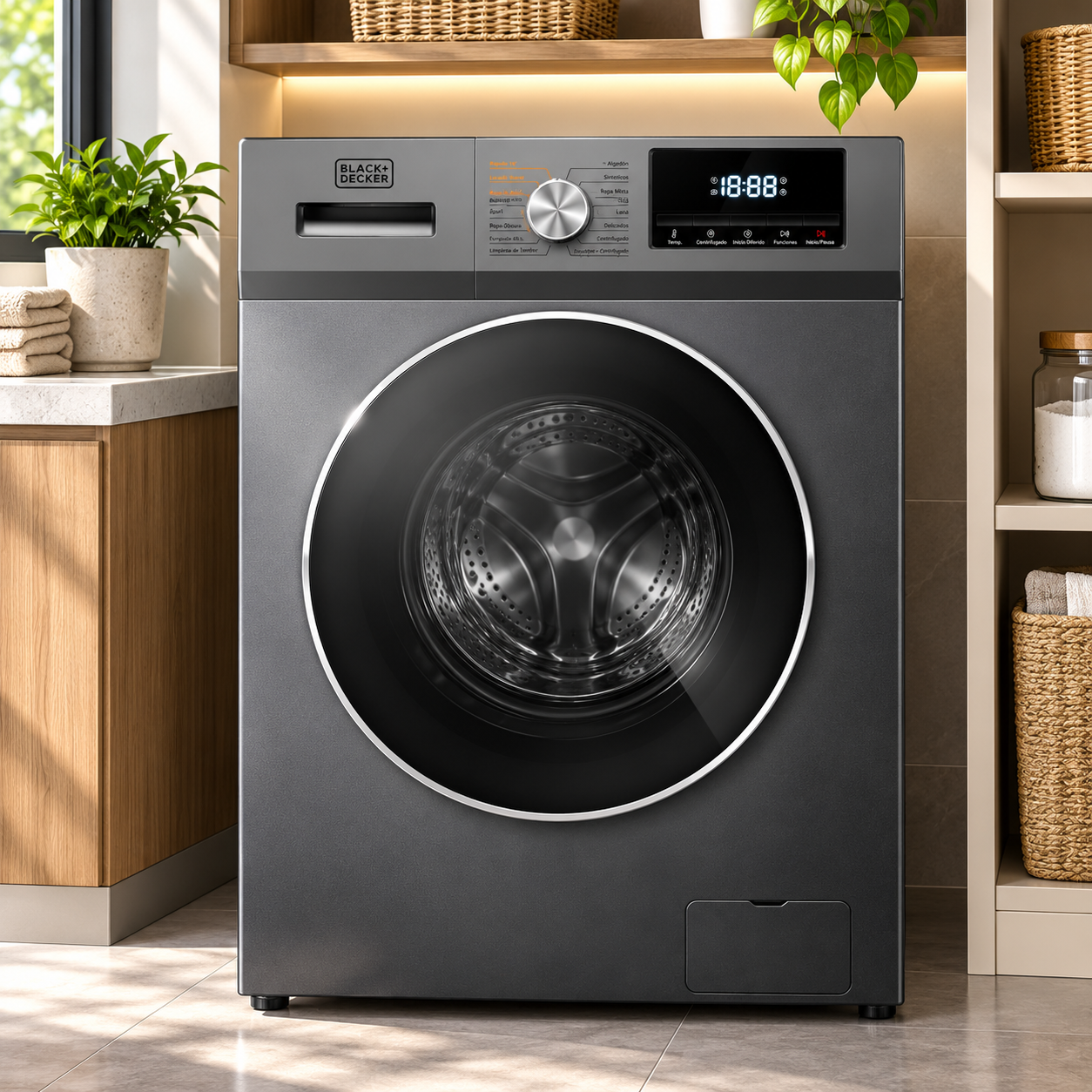 Lavasecadora Black+Decker Carga Frontal 15 kg / 8 kg BXWDBH15FL Gris - imagen 1