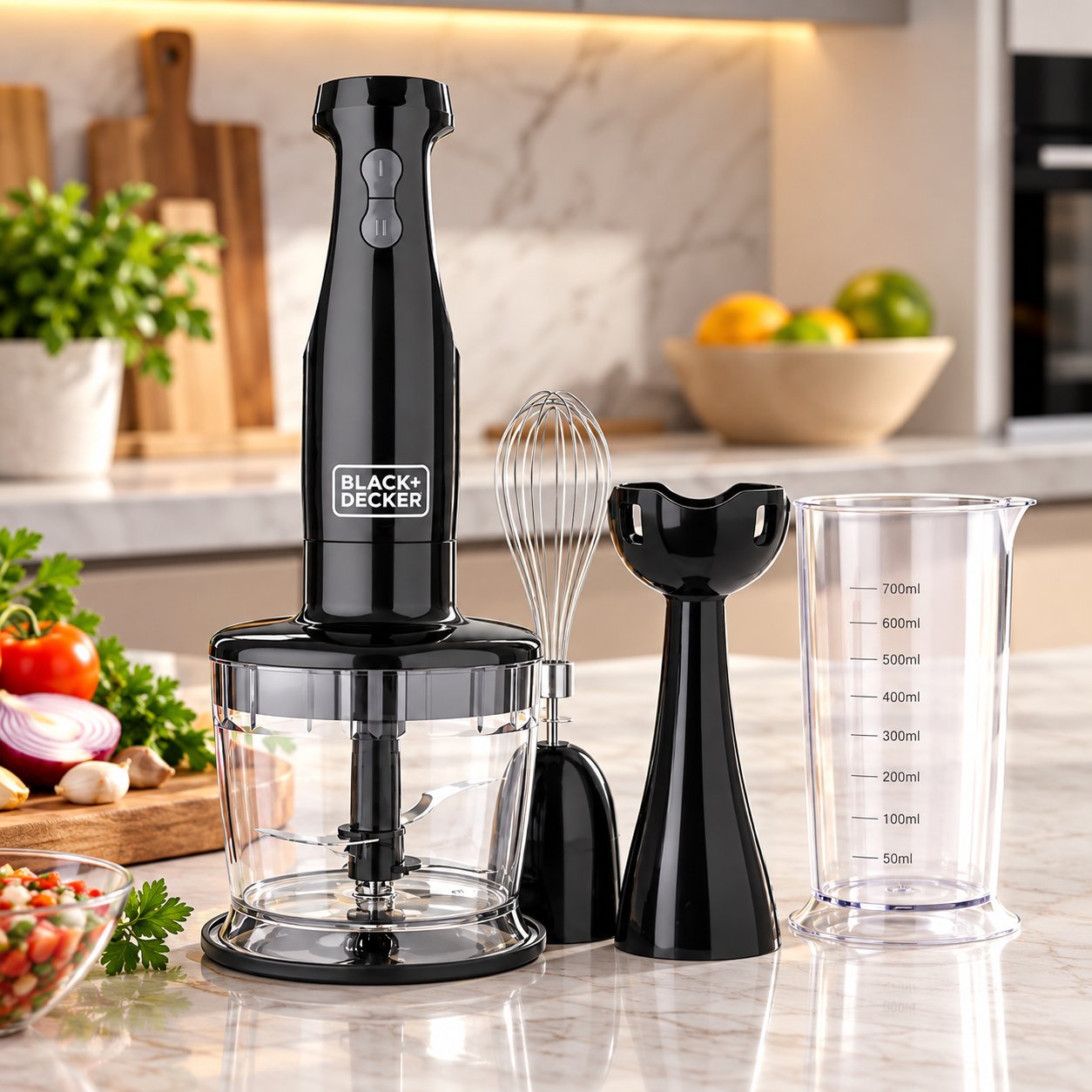 Batidora Black + Decker Inmersión 3 en 1 2 Velocidades  HB2800B Negra - imagen 1