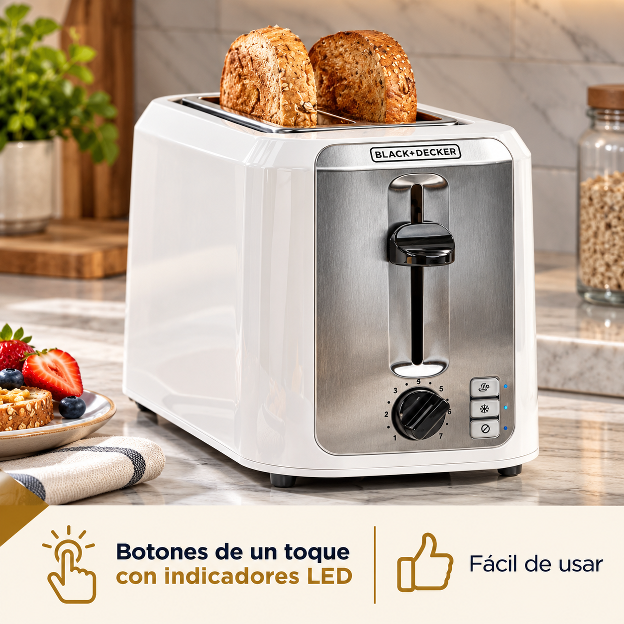 Tostador de Pan Black + Decker 2 Rebanadas  TR7827-1WDLA Blanco - imagen 8