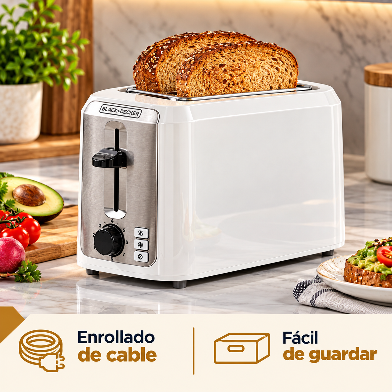 Tostador de Pan Black + Decker 2 Rebanadas  TR7827-1WDLA Blanco - imagen 10