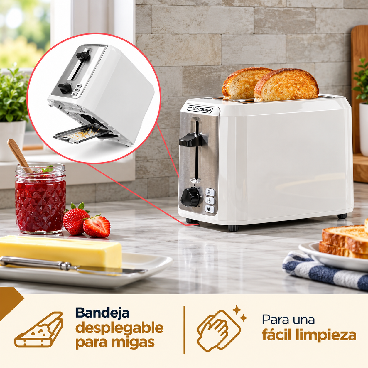 Tostador de Pan Black + Decker 2 Rebanadas  TR7827-1WDLA Blanco - imagen 12