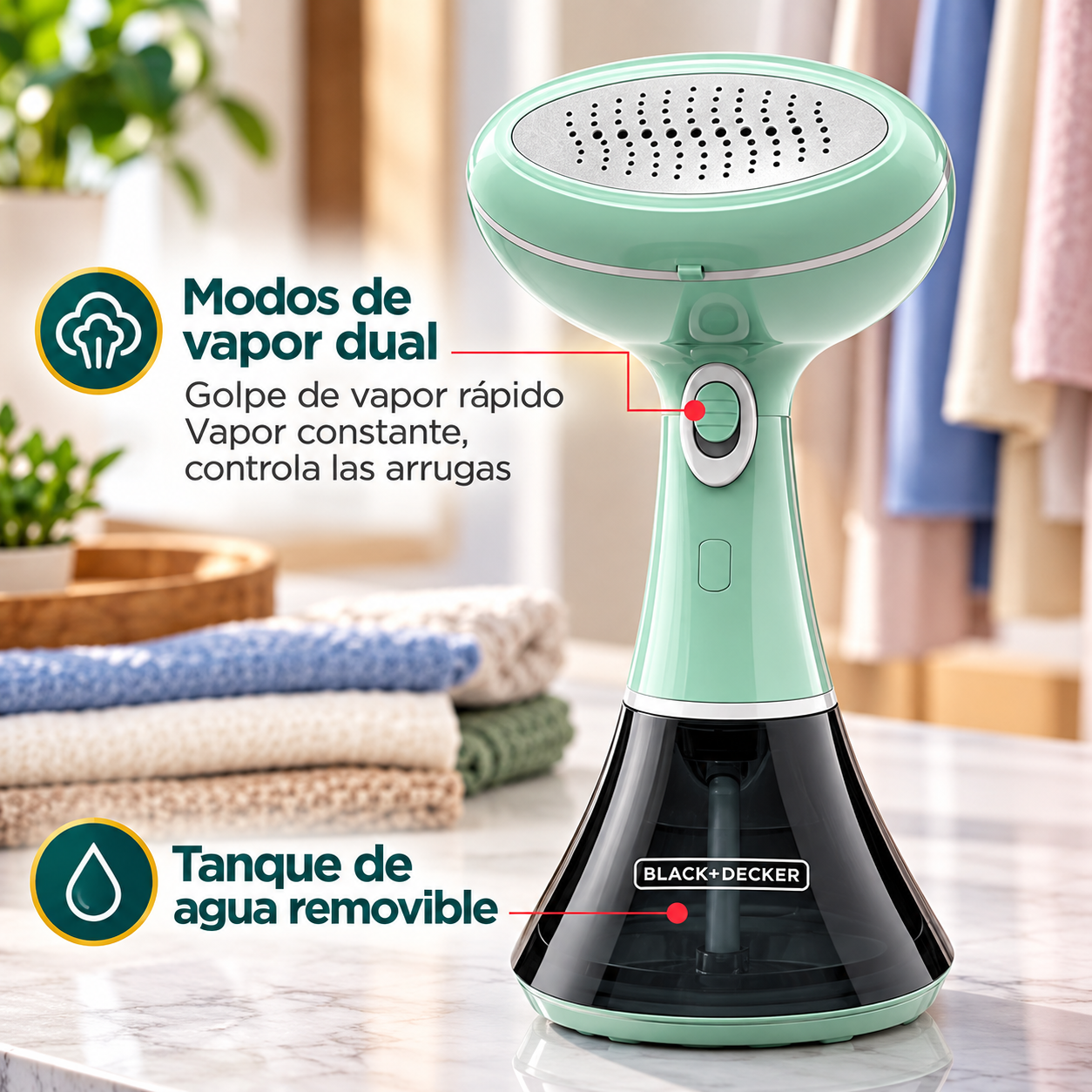 Plancha Vaporizador de mano  Vertical Black + Decker HGS250-LA - imagen 8