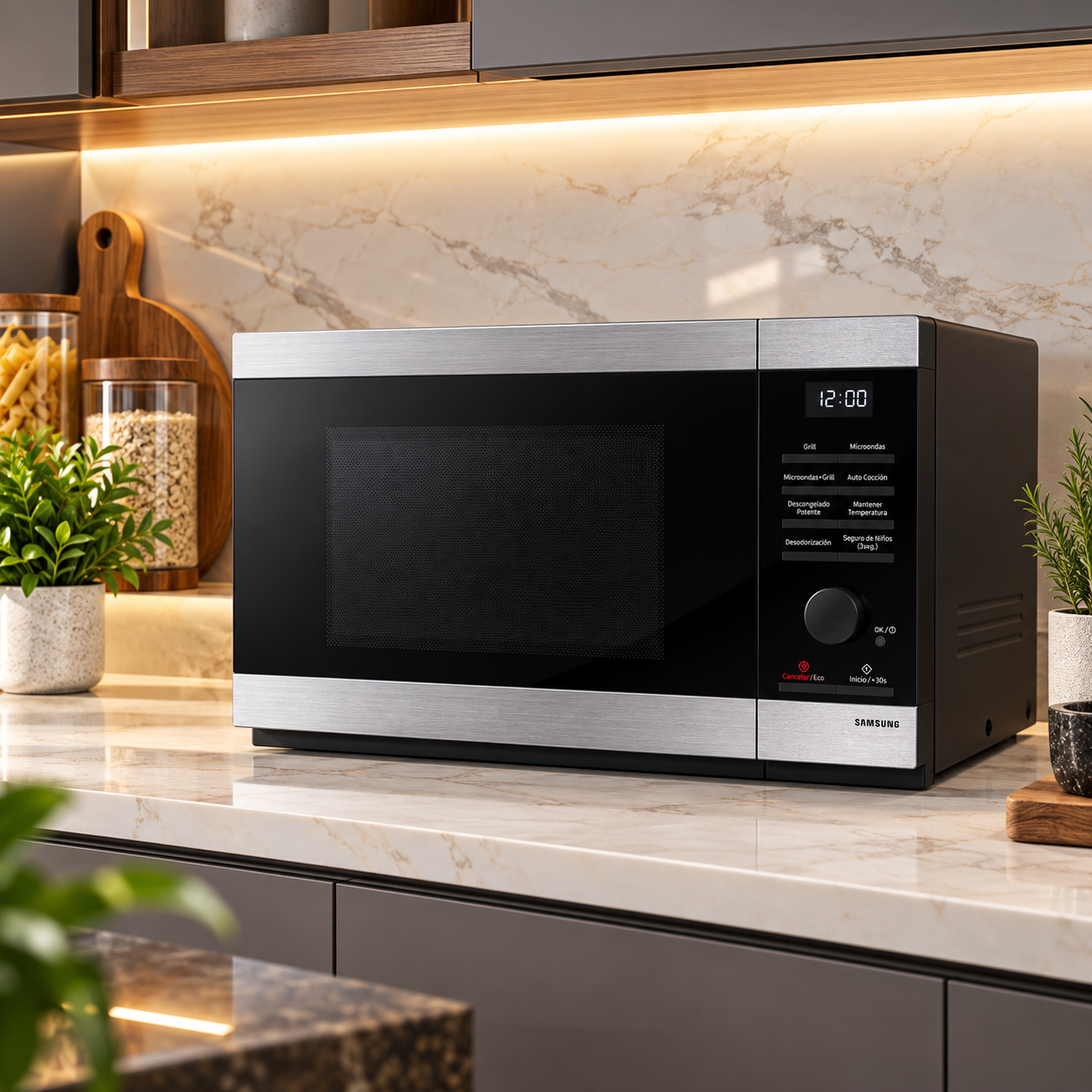 Horno Microondas Samsung 1.1 Cúbicos 32L English panel Grill Dorador MG32DG4524ATAP