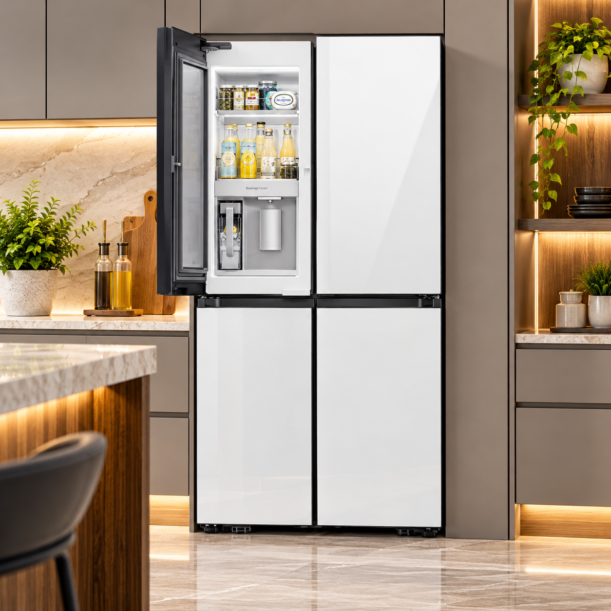 Refrigeradora Samsung Bespoke 29 Pies 4 Puertas con Centro de Bebidas RF29DB965012AP Blanca - imagen 1