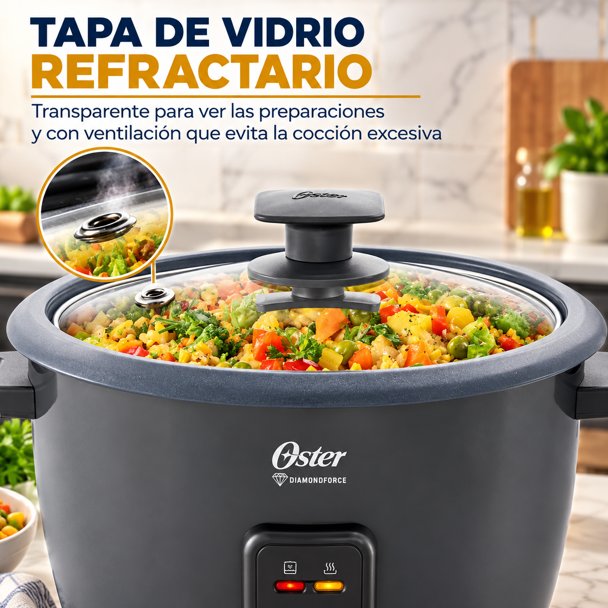Olla Arrocera Oster 10 Tazas DiamondForce CKSTRCB10DFSKE Gris - imagen 5