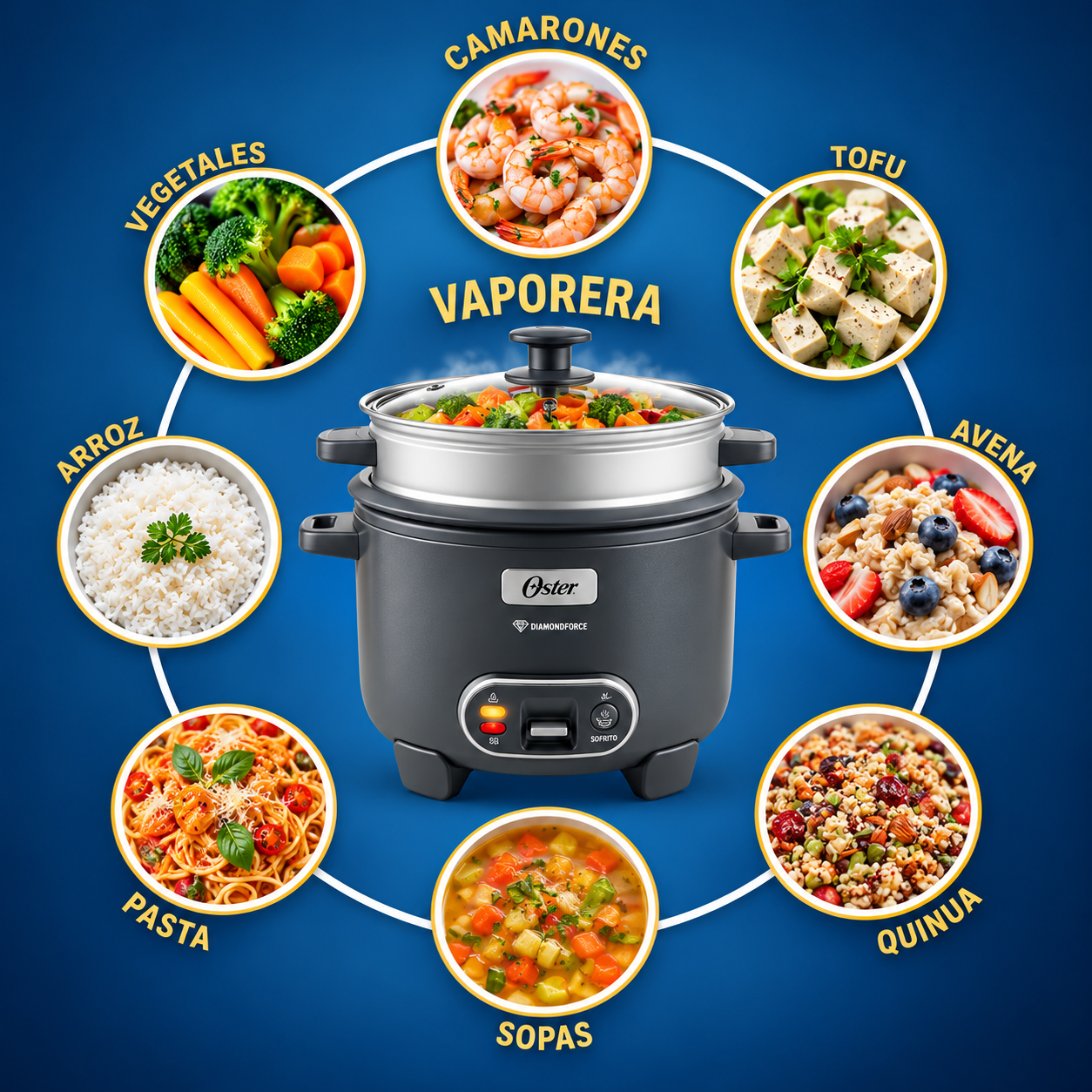 Olla Arrocera Oster  10 Tazas 3 en 1 Con Vaporera Y Sofrito  CKSTRC10DFSKE - imagen 12