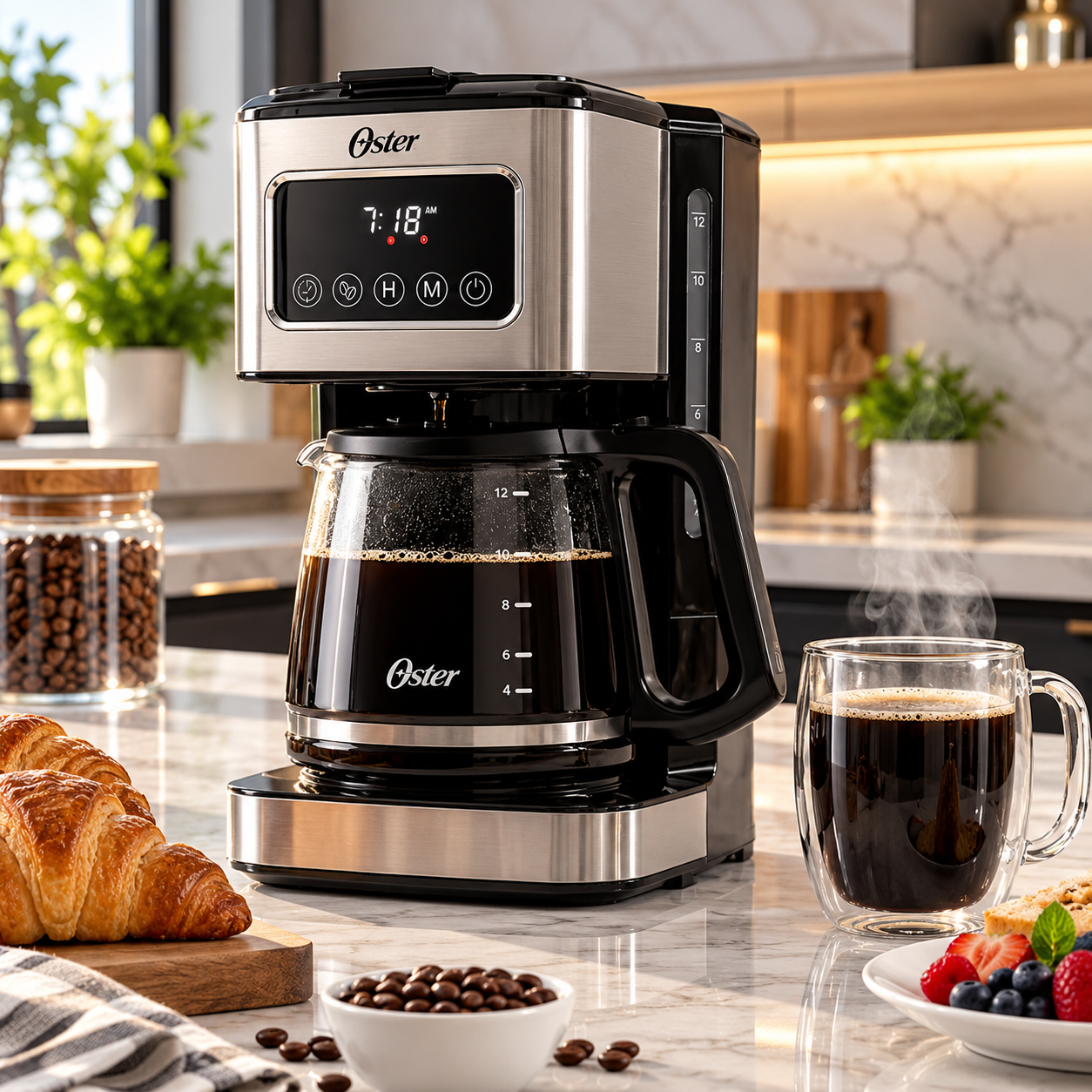 Coffee Maker  Programable Oster 12 Tazas Pantalla Tactil BVSTDC4403 - imagen 1