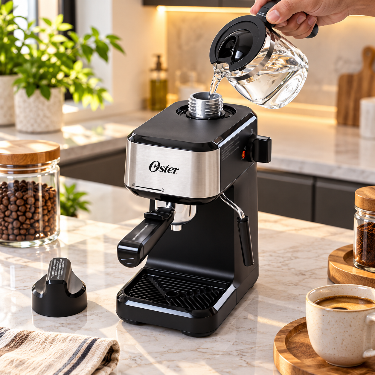 Cafetera Oster Espresso y Cappuccino 4 Tazas 950W BVSTEM3300 - imagen 5