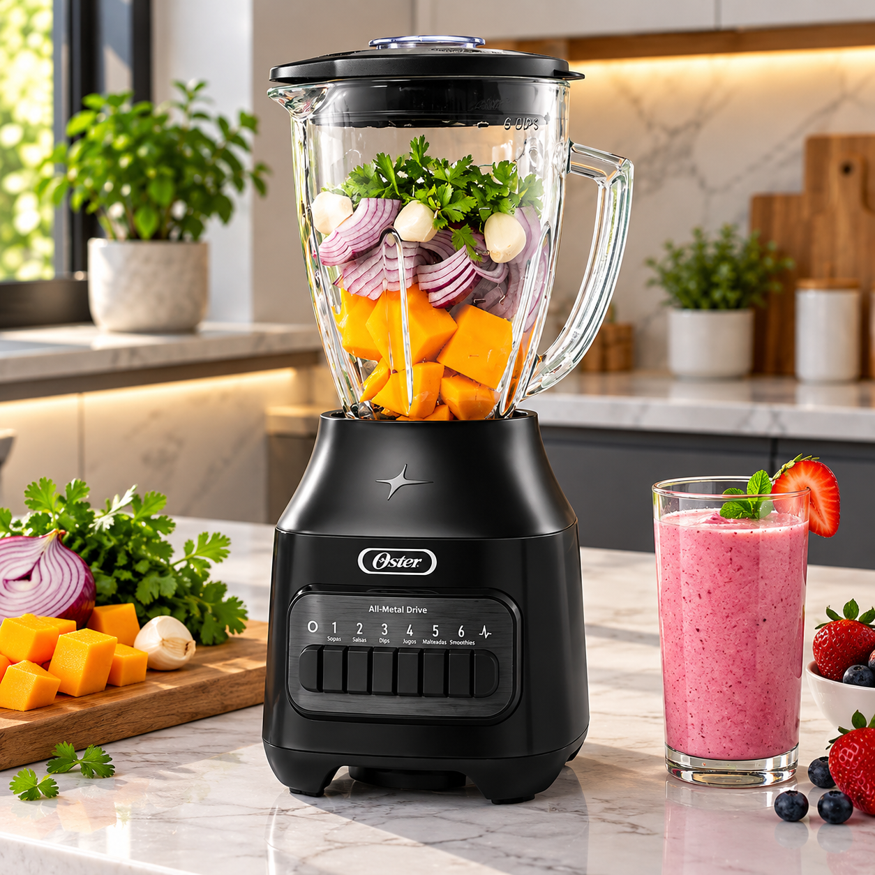 Licuadora Oster 6 Velocidades Vaso de Vidrio  800W BLSTPEG-BPB - imagen 1