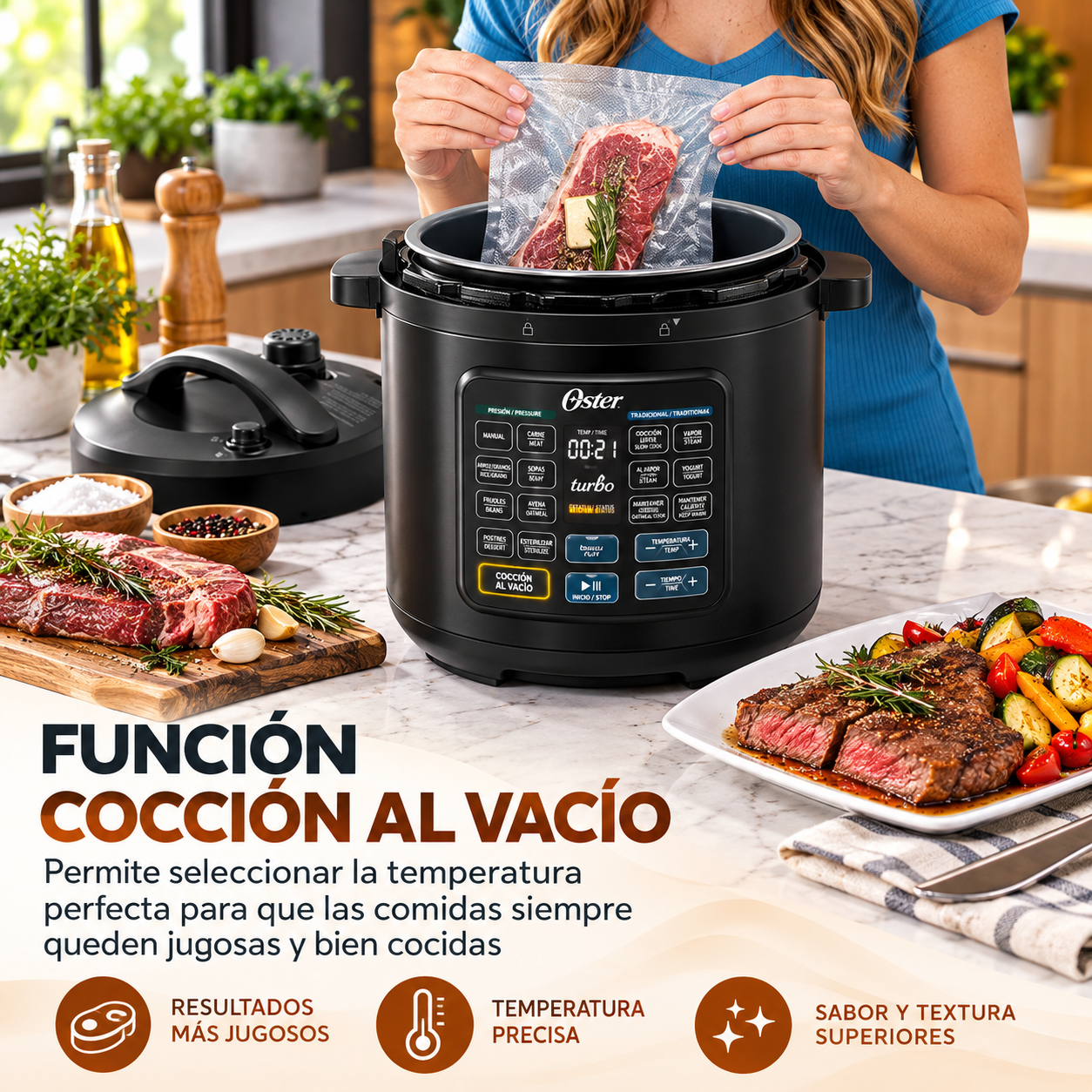 Olla Eléctrica  Multiuso Oster 5.7 L 14 Funciones CKSTPCECT57DF2CL - imagen 3