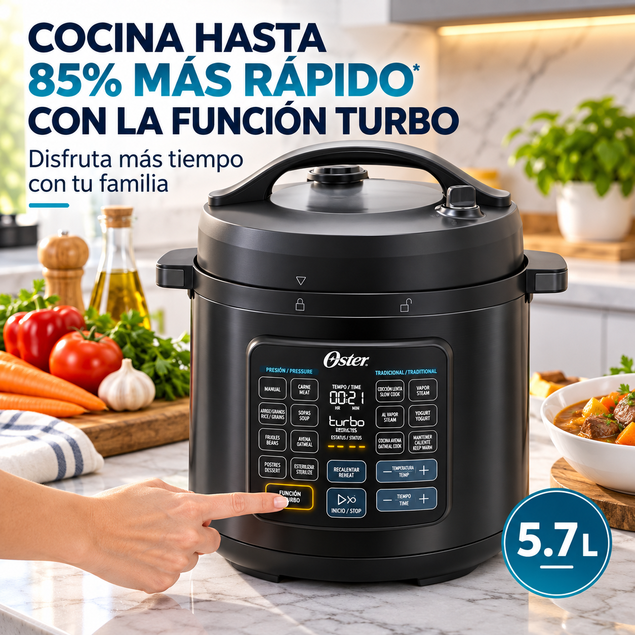 Olla Eléctrica  Multiuso Oster 5.7 L 14 Funciones CKSTPCECT57DF2CL - imagen 6
