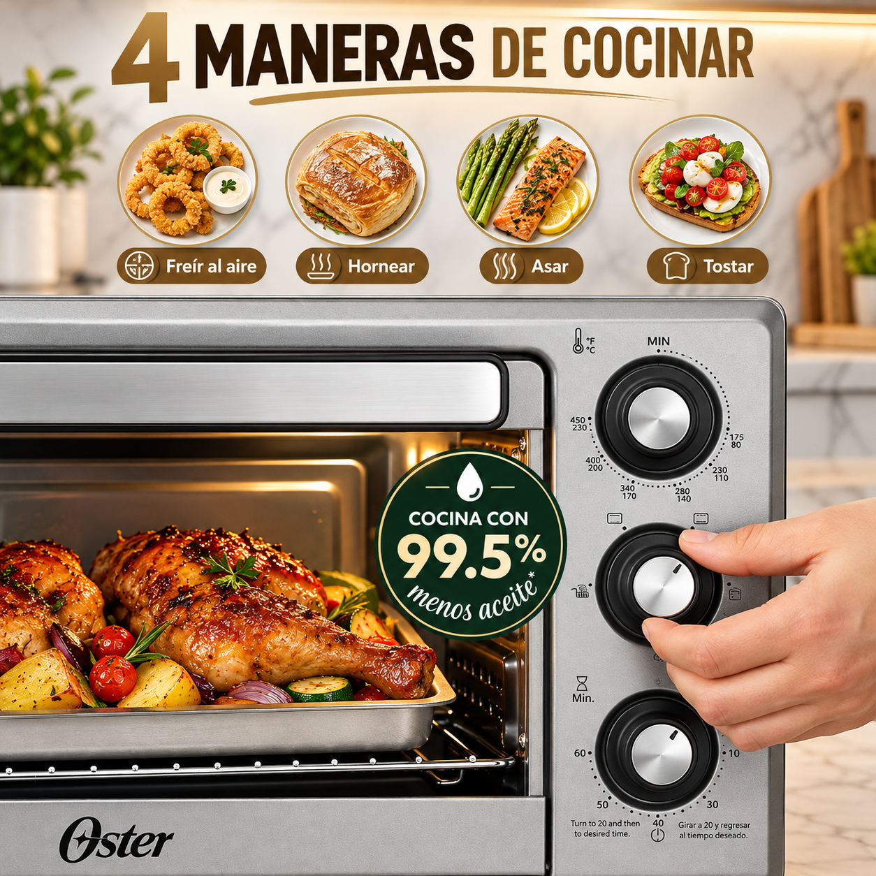 Horno con Freidora de Aire Oster  17 Litros TSSTTV17MAFNS - imagen 4